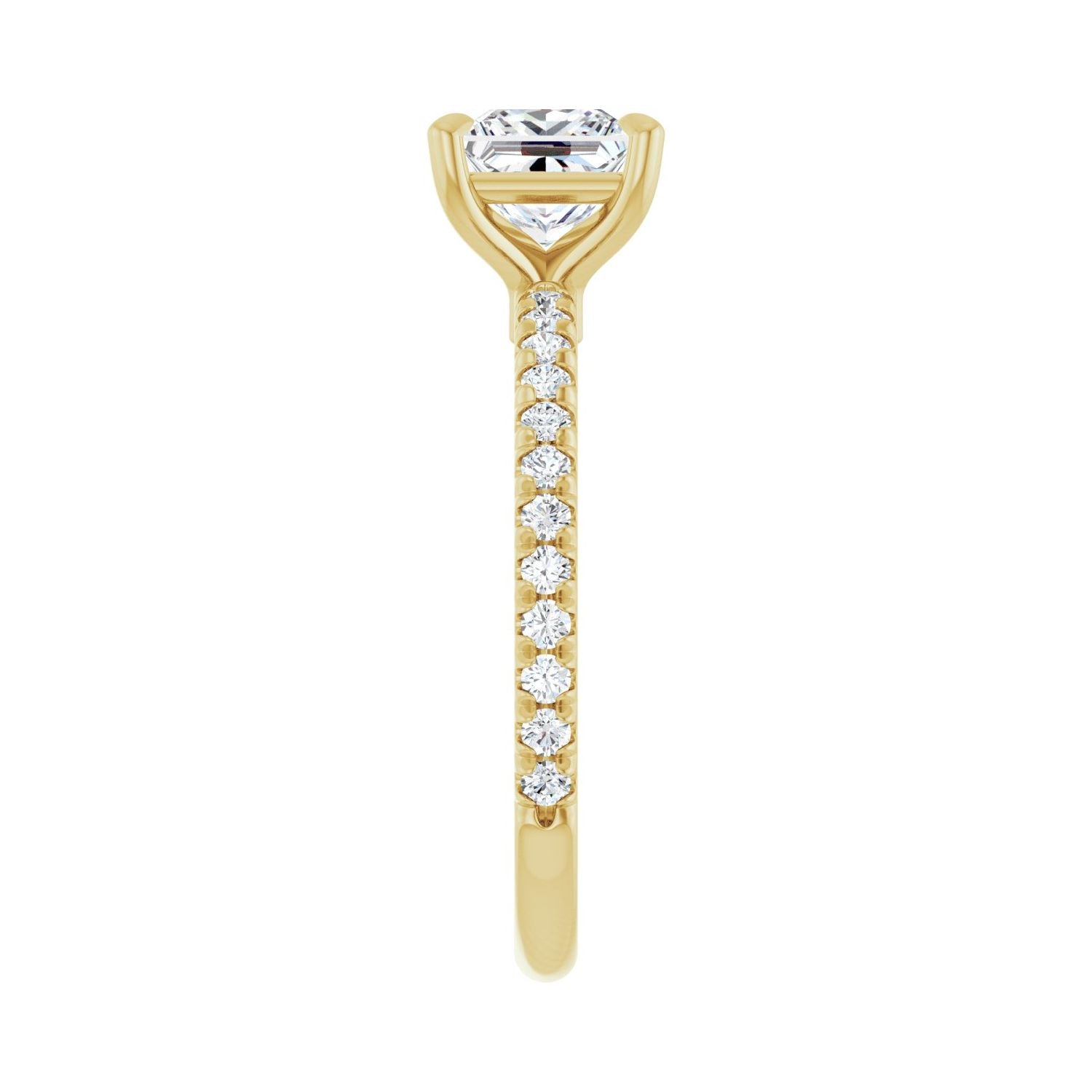 Square Claw-Prong Engagement Ring | Metal Type=14K Yellow Gold | Center Stone Size=1 CT | Image 4
