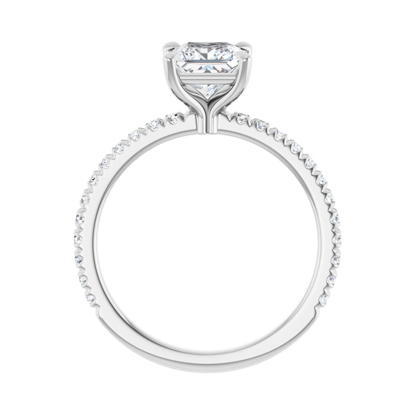 Square Claw-Prong Engagement Ring | Metal Type=14K White Gold | Center Stone Size=1 CT | Image 2