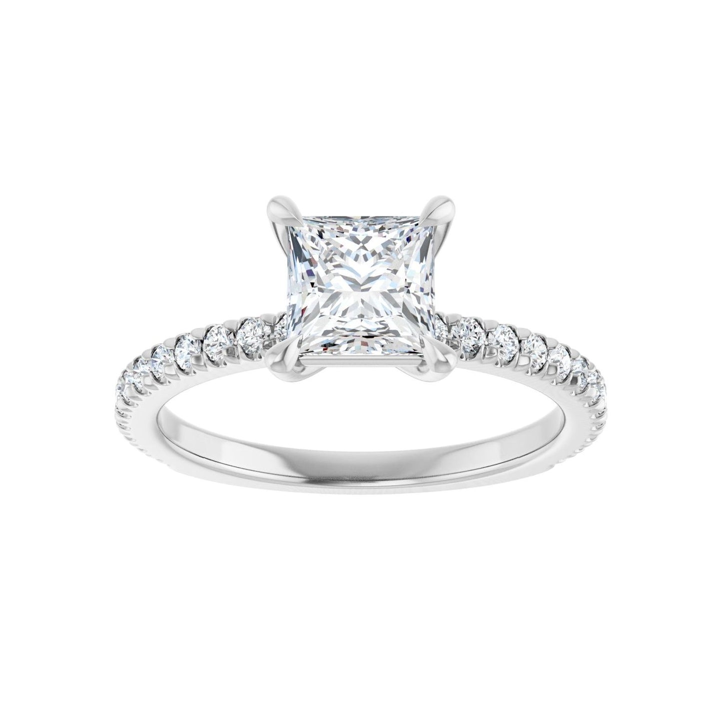 Square Claw-Prong Engagement Ring | Metal Type=14K White Gold | Center Stone Size=1 CT | Image 3
