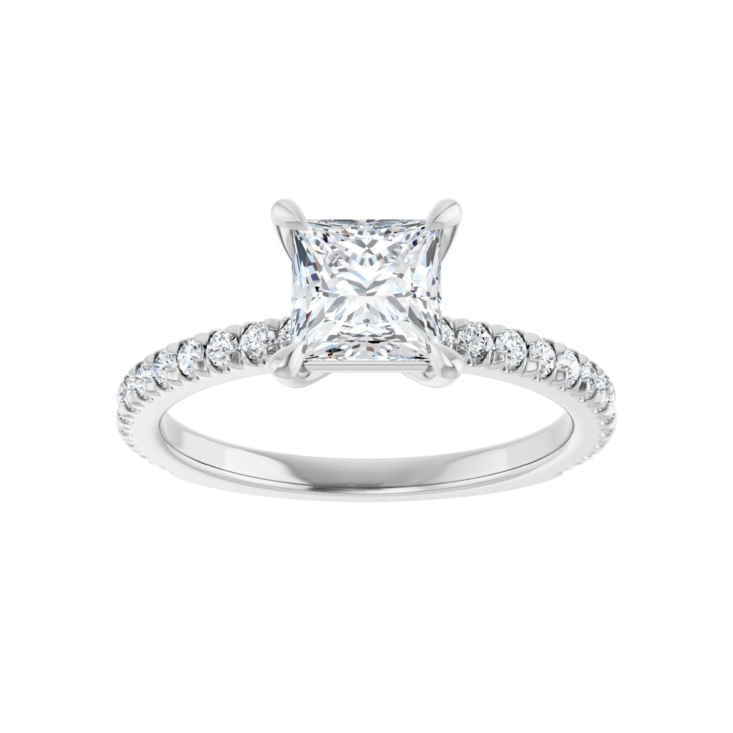 Square Claw-Prong Engagement Ring | Metal Type=14K White Gold | Center Stone Size=1 CT | Image 3