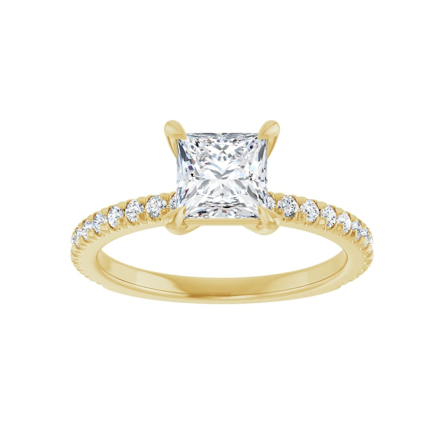 Square Claw-Prong Engagement Ring | Metal Type=14K Yellow Gold | Center Stone Size=1 CT | Image 3