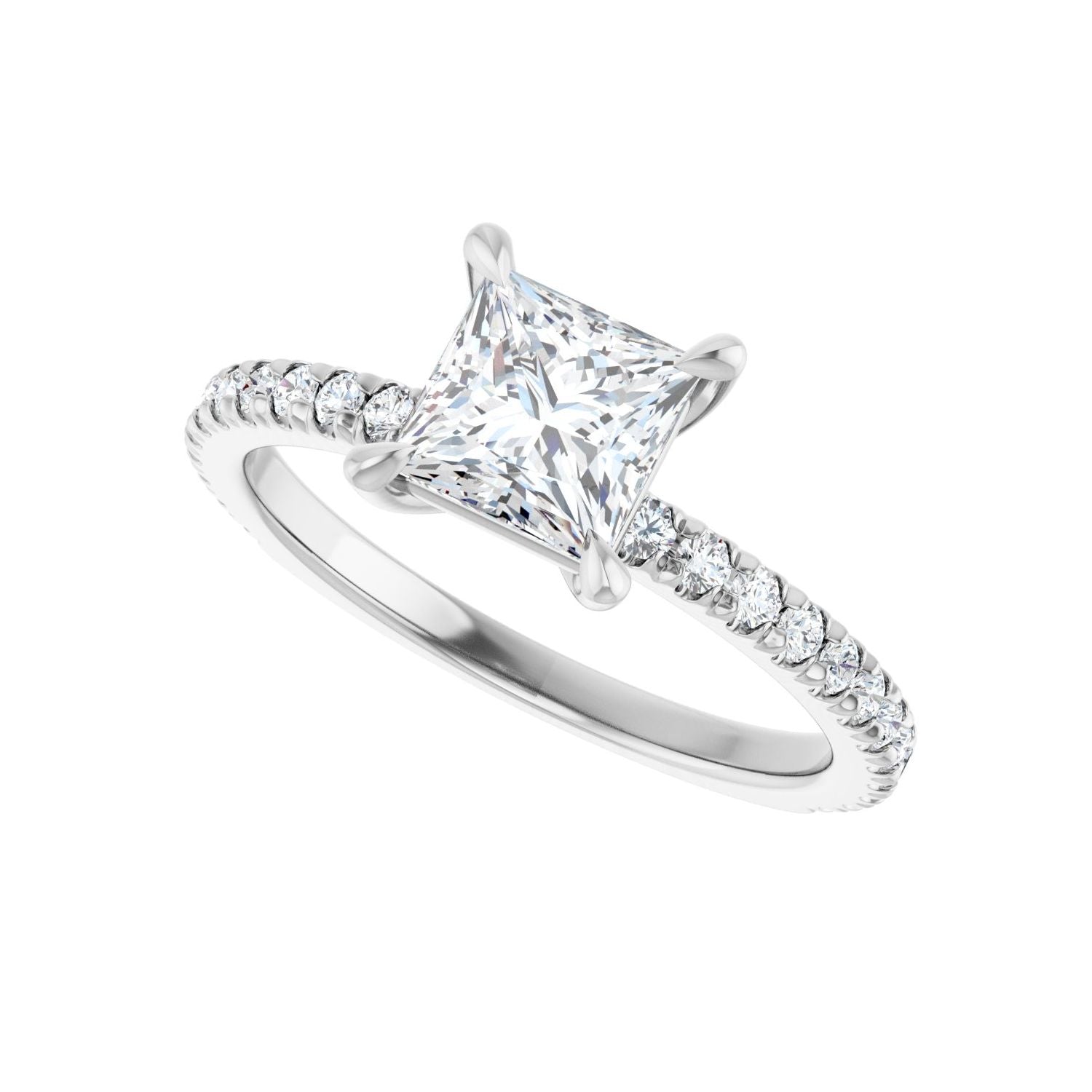 Square Claw-Prong Engagement Ring | Metal Type=14K White Gold | Center Stone Size=1 CT | Image 5