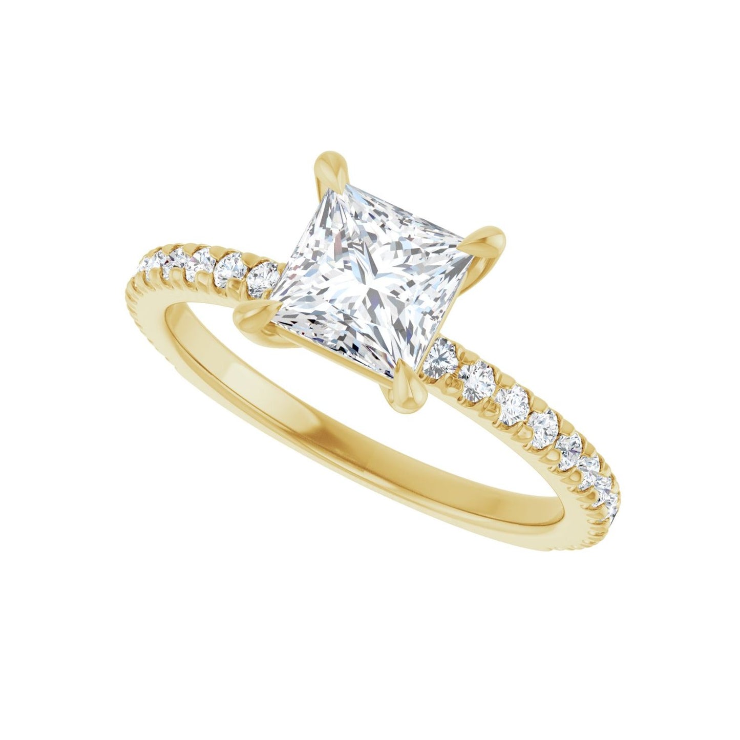 Square Claw-Prong Engagement Ring | Metal Type=14K Yellow Gold | Center Stone Size=1 CT | Image 5