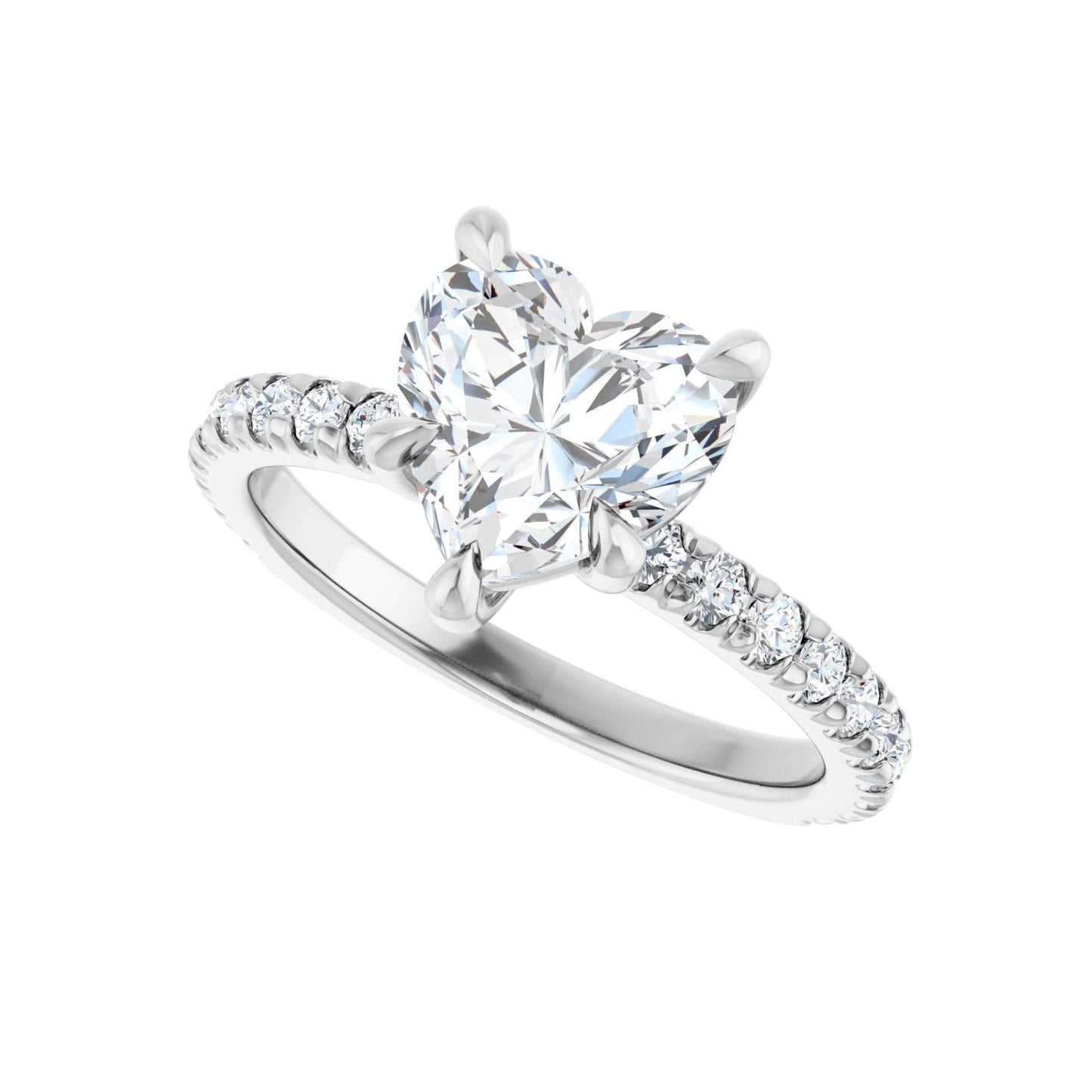 Heart Claw-Prong Engagement Ring | Metal Type=14K White Gold | Center Stone Size=1.5 CT | Image 5