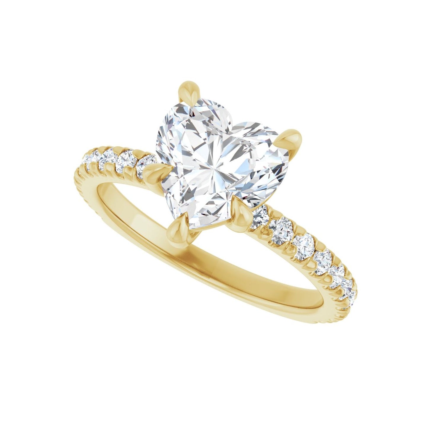 Heart Claw-Prong Engagement Ring | Metal Type=14K Yellow Gold | Center Stone Size=1.5 CT | Image 5