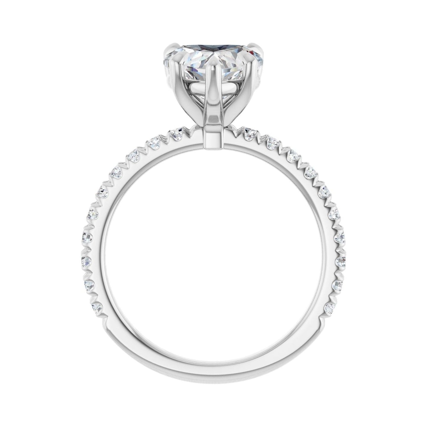 Heart Claw-Prong Engagement Ring | Metal Type=14K White Gold | Center Stone Size=1.5 CT | Image 2