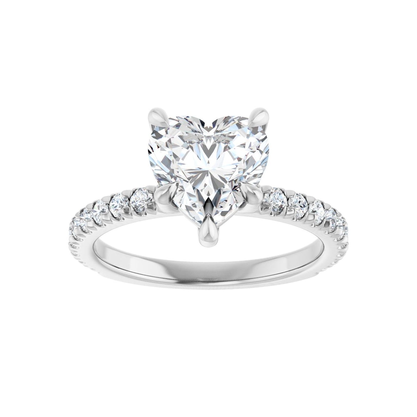 Heart Claw-Prong Engagement Ring | Metal Type=14K White Gold | Center Stone Size=1.5 CT | Image 3
