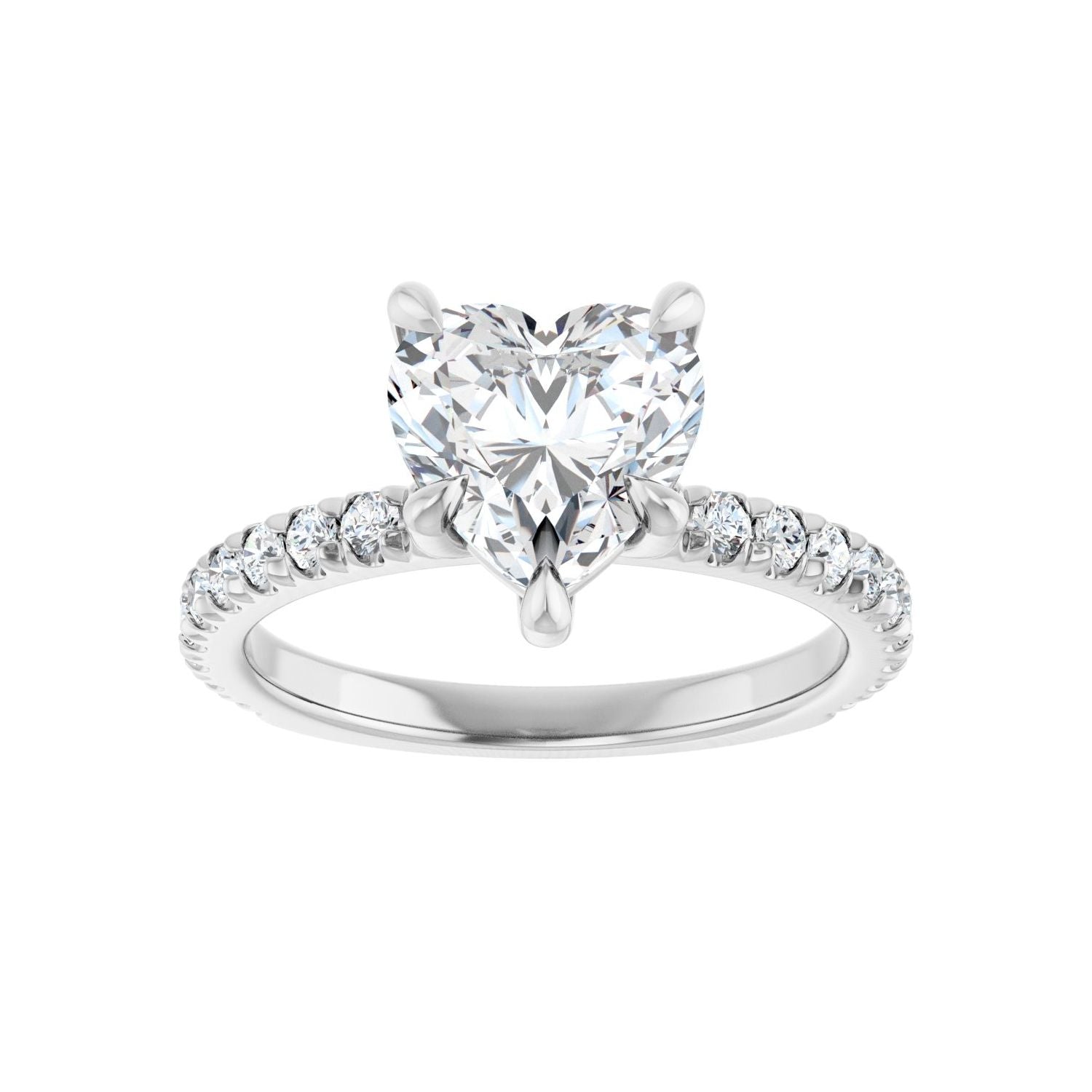 Heart Claw-Prong Engagement Ring | Metal Type=14K White Gold | Center Stone Size=1.5 CT | Image 3
