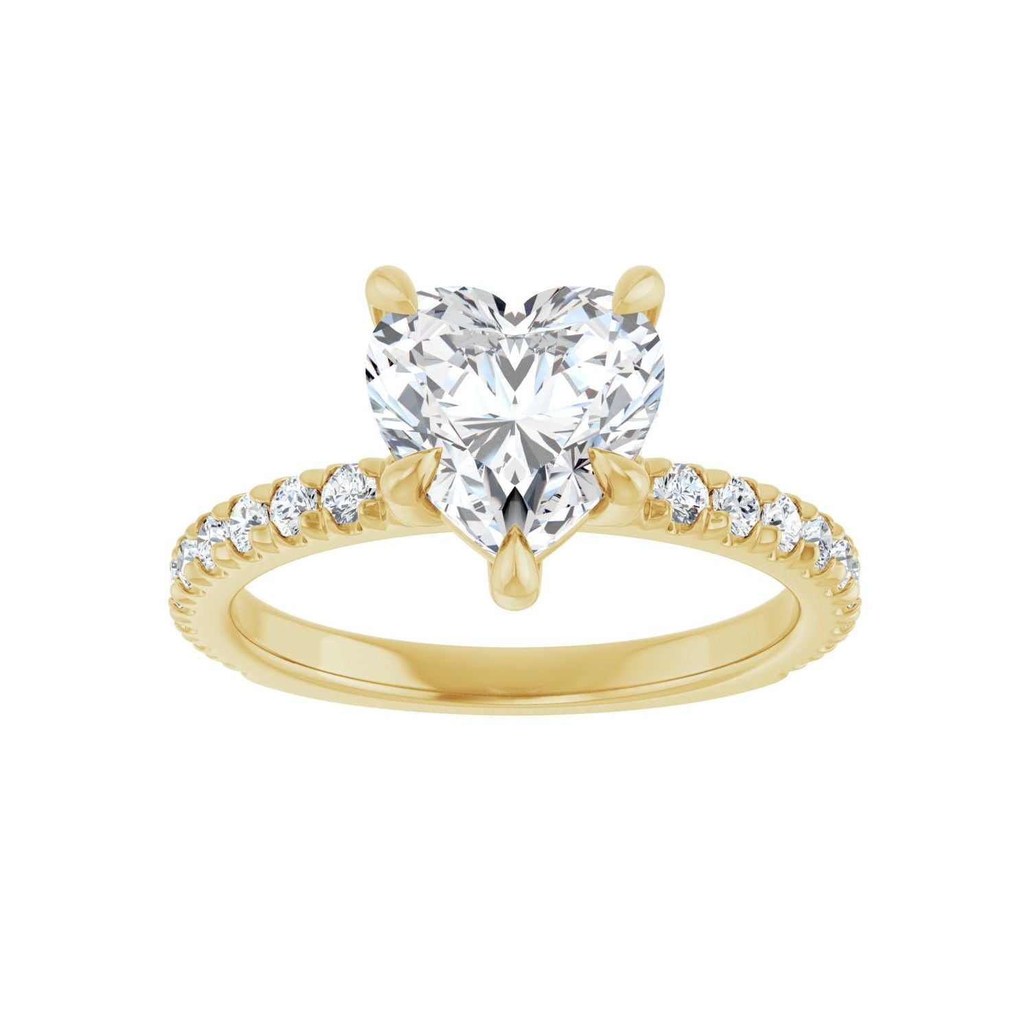 Heart Claw-Prong Engagement Ring | Metal Type=14K Yellow Gold | Center Stone Size=1.5 CT | Image 3