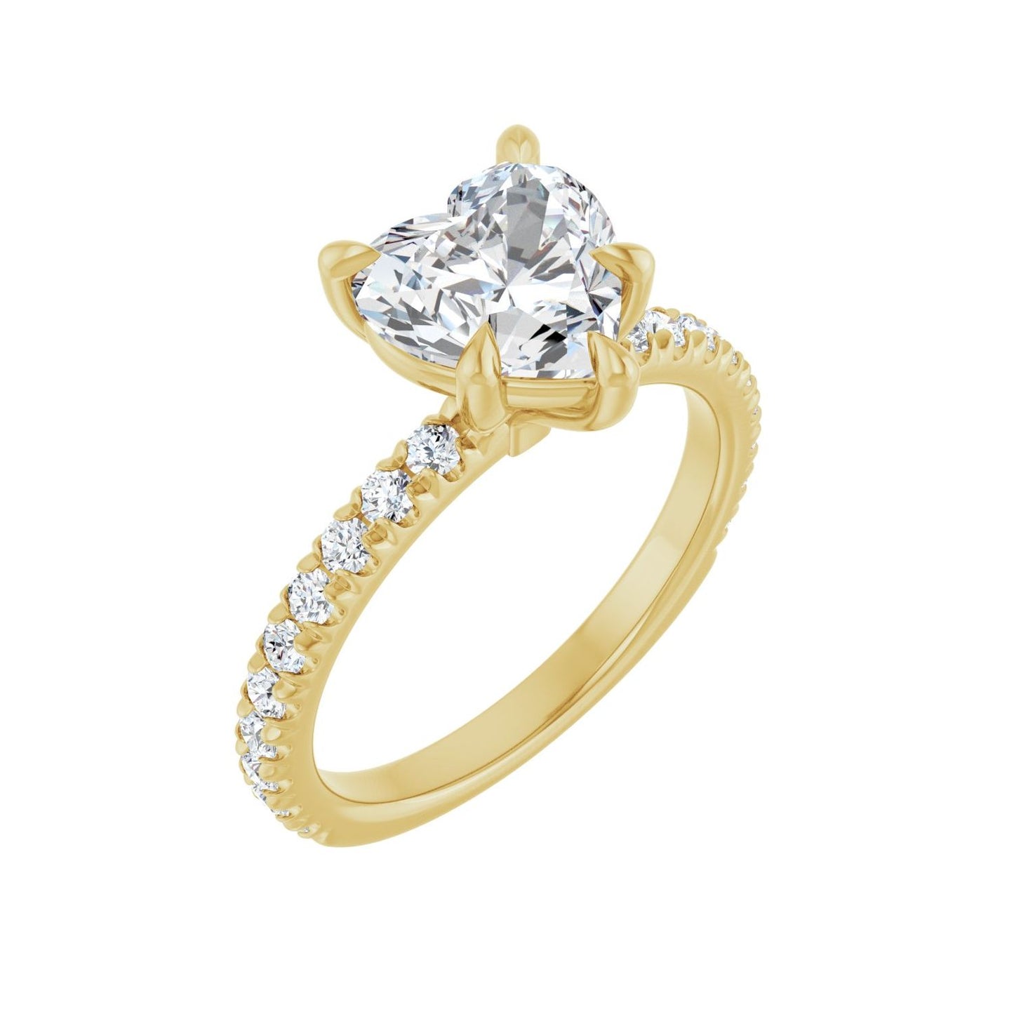 Heart Claw-Prong Engagement Ring | Metal Type=14K Yellow Gold | Center Stone Size=1.5 CT | Image 1