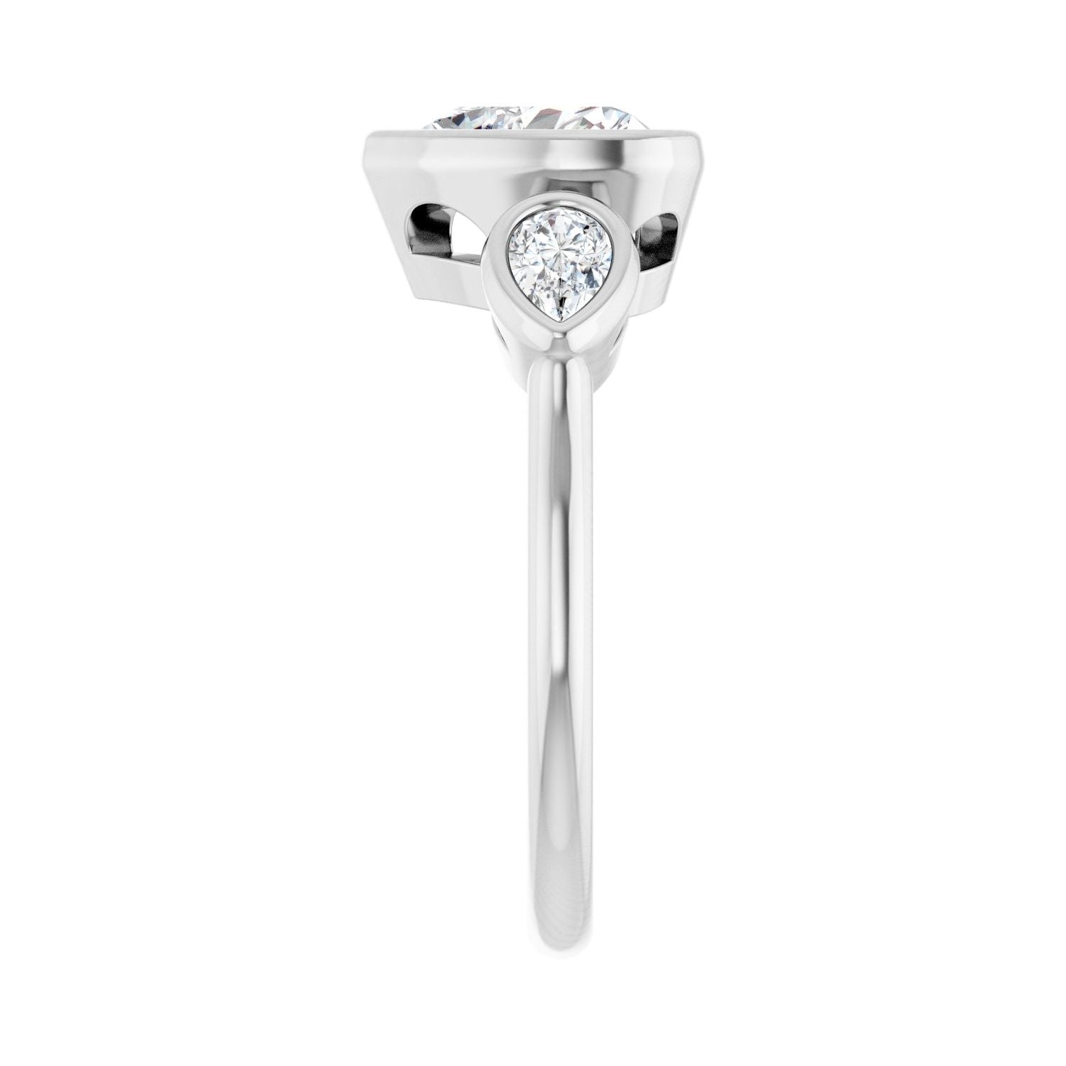 Heart Bezel-Set Three-Stone Engagement Ring | Metal Type=14K White Gold | Center Stone Size=1.5 CT | Image 4