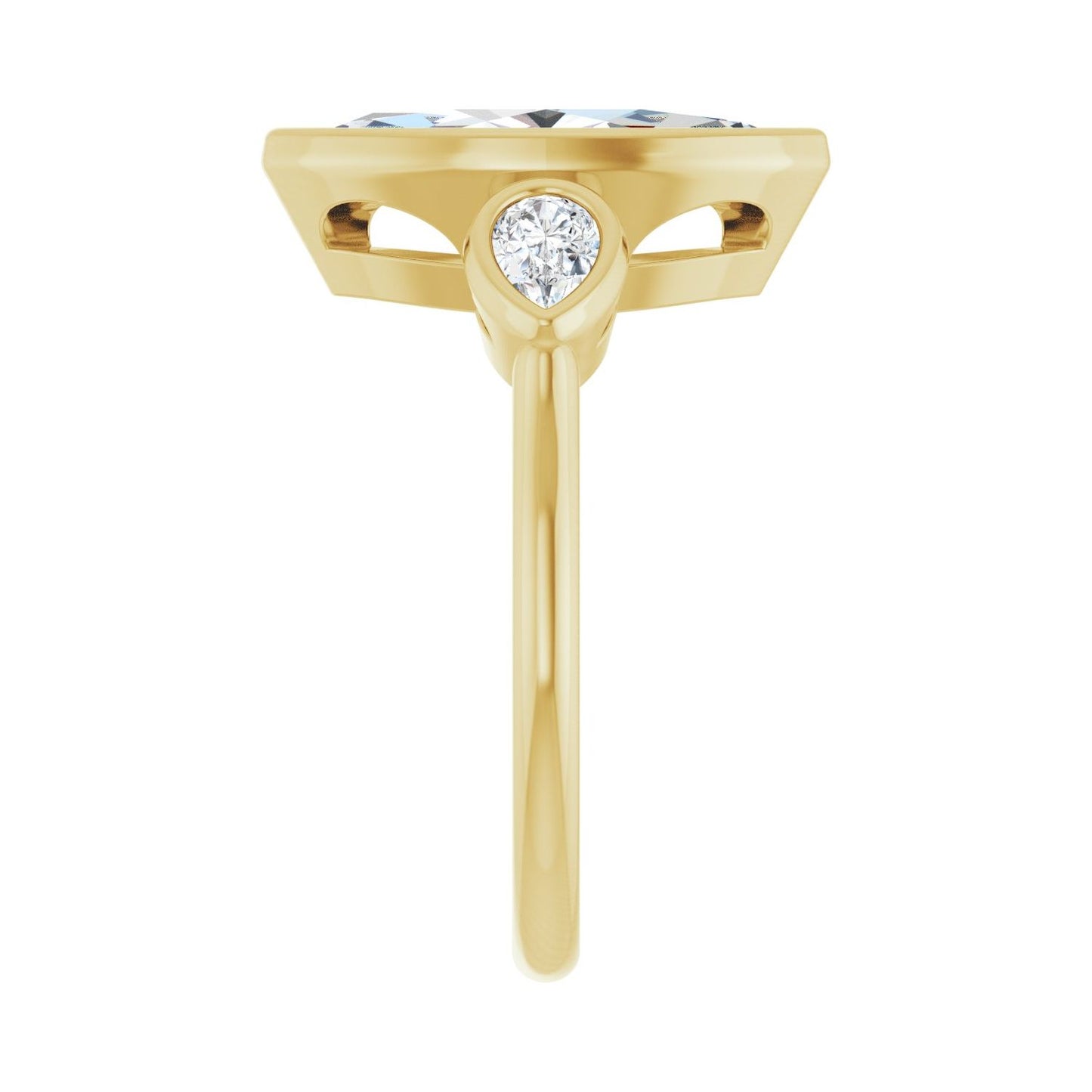 Marquise Bezel-Set Three-Stone Engagement Ring | Metal Type=14K Yellow Gold | Center Stone Size=2.5 CT | Image 4