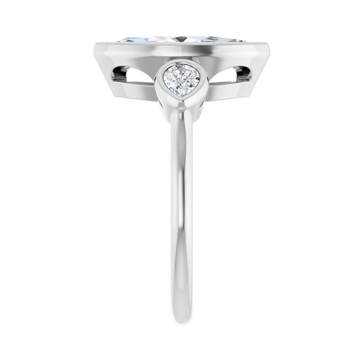 Marquise Bezel-Set Three-Stone Engagement Ring | Metal Type=14K White Gold | Center Stone Size=2 CT | Image 4
