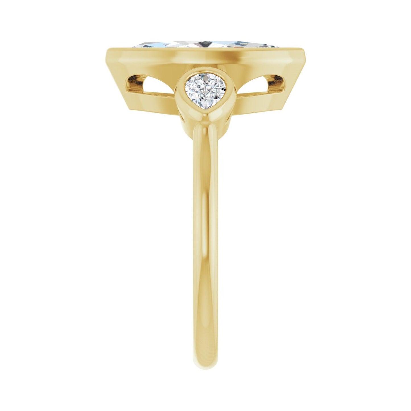 Marquise Bezel-Set Three-Stone Engagement Ring | Metal Type=14K Yellow Gold | Center Stone Size=2 CT | Image 4
