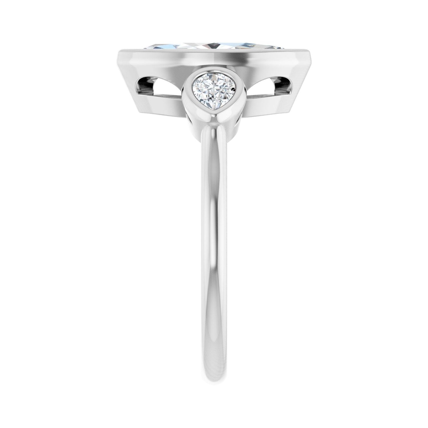 Marquise Bezel-Set Three-Stone Engagement Ring | Metal Type=14K White Gold | Center Stone Size=1.5 CT | Image 4