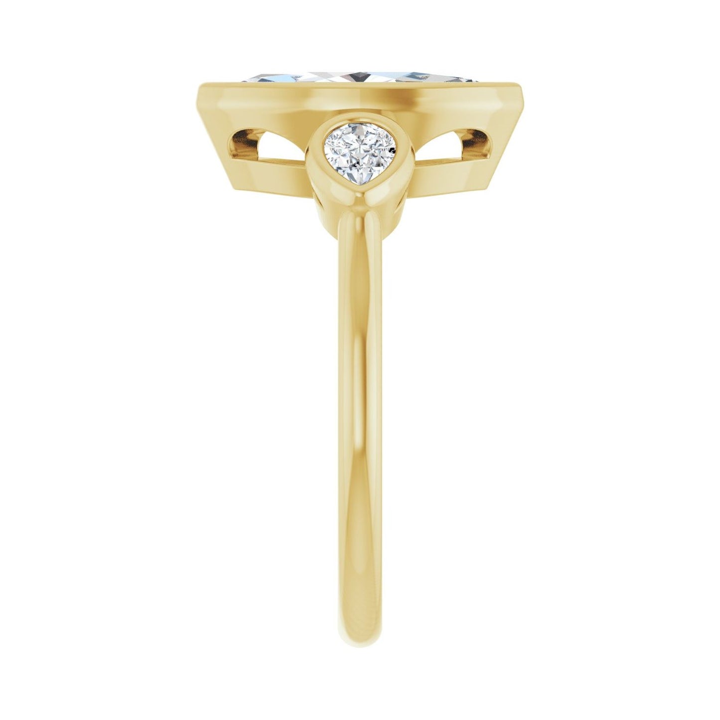 Marquise Bezel-Set Three-Stone Engagement Ring | Metal Type=14K Yellow Gold | Center Stone Size=1.5 CT | Image 4
