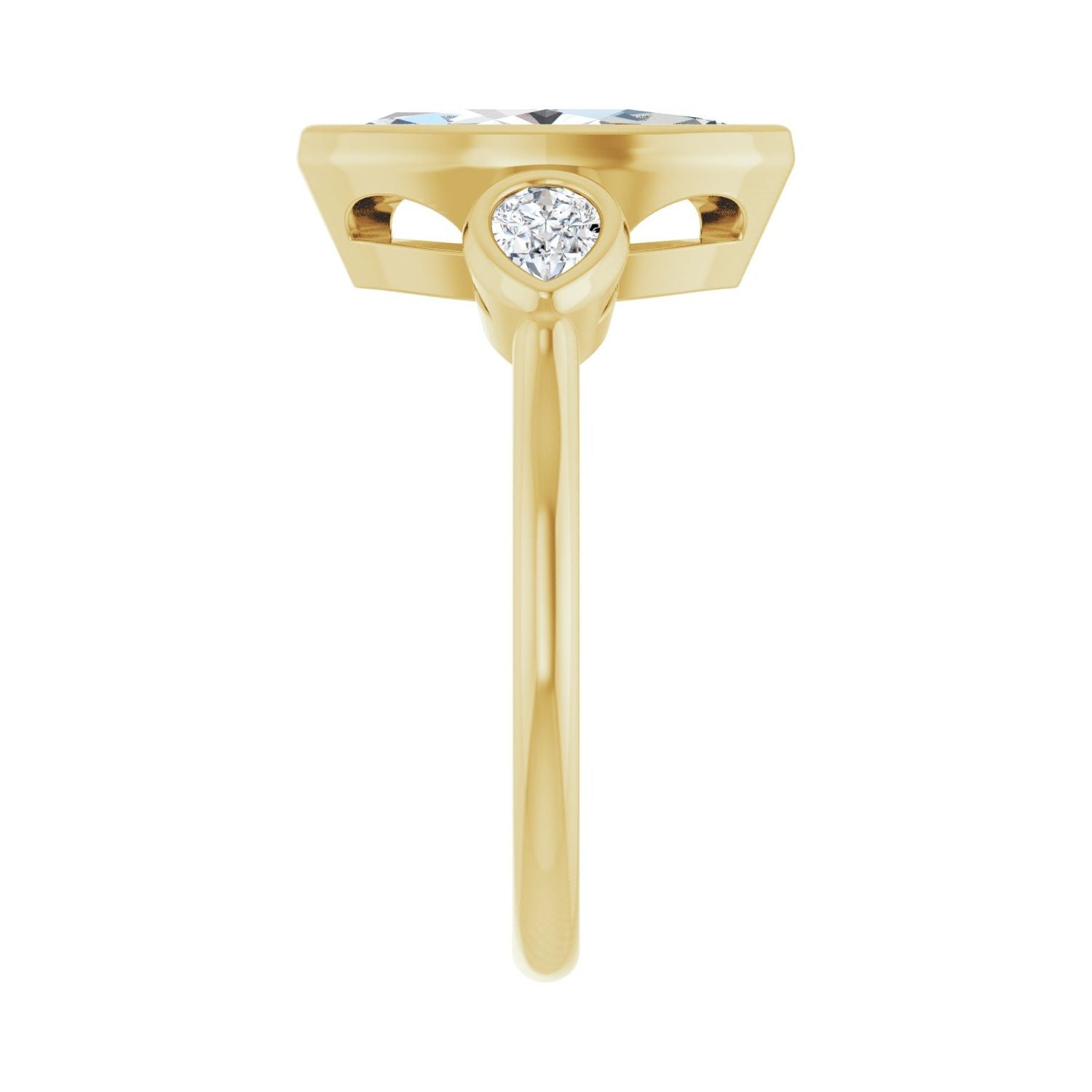 Marquise Bezel-Set Three-Stone Engagement Ring | Metal Type=14K Yellow Gold | Center Stone Size=1.5 CT | Image 4