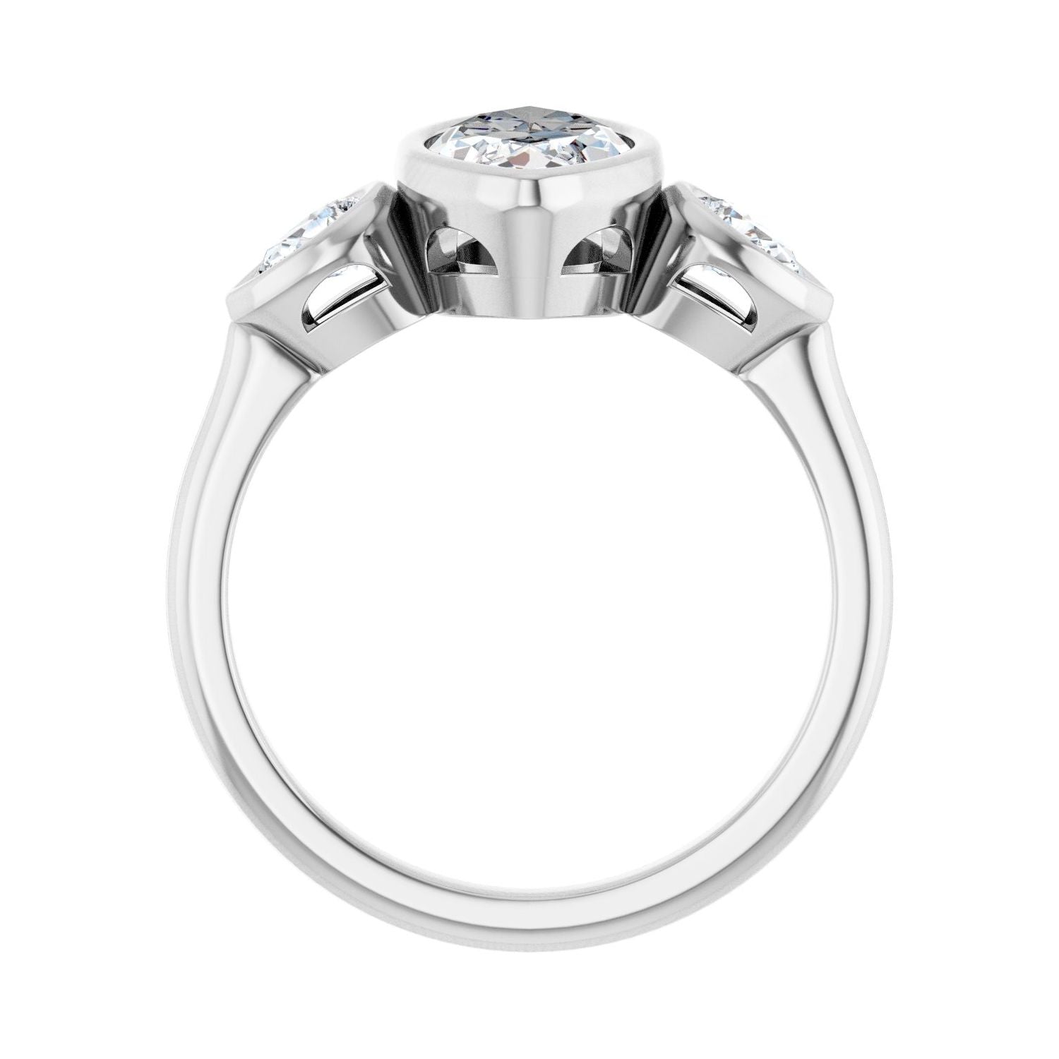 Marquise Bezel-Set Three-Stone Engagement Ring | Metal Type=14K White Gold | Center Stone Size=1.5 CT | Image 2