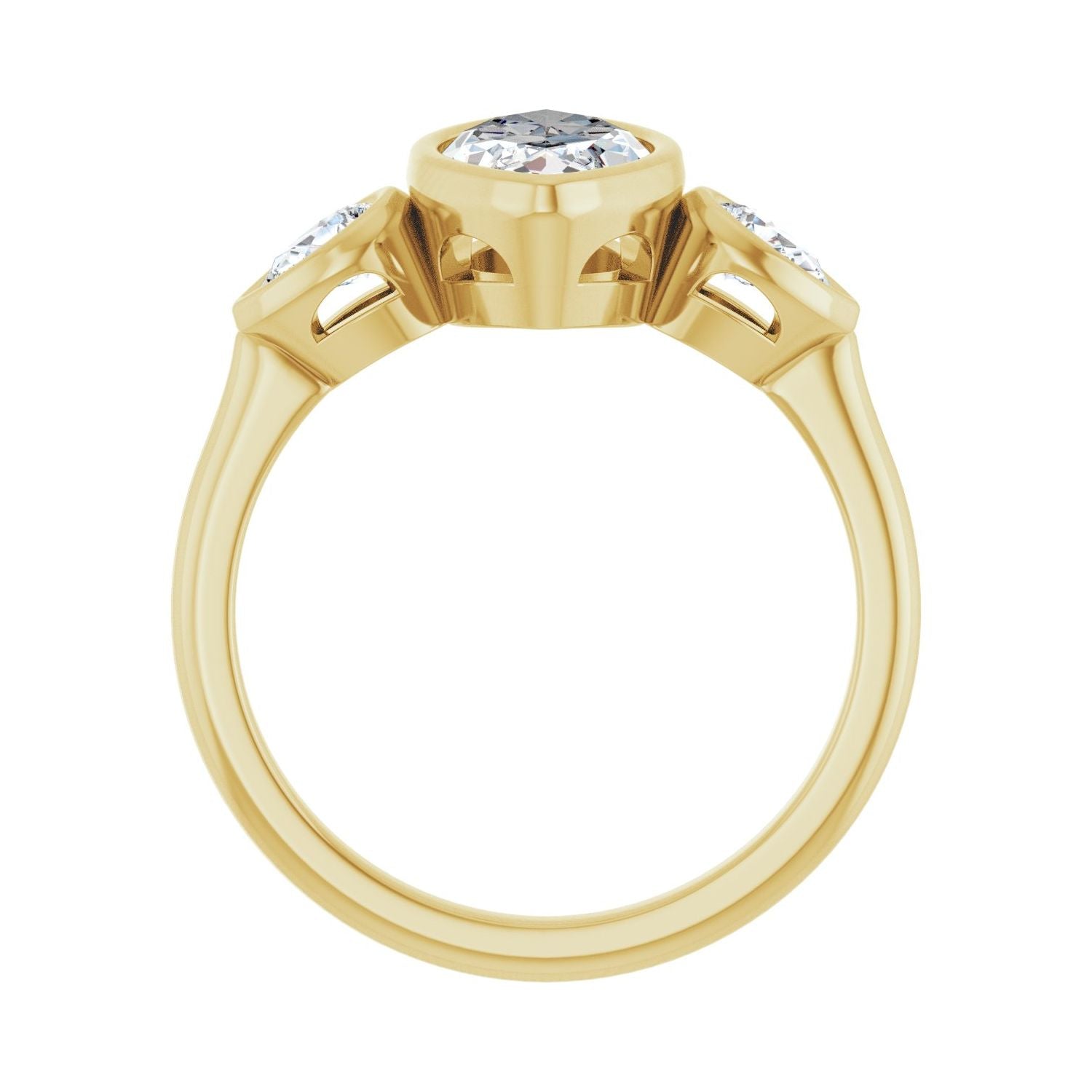 Marquise Bezel-Set Three-Stone Engagement Ring | Metal Type=14K Yellow Gold | Center Stone Size=1.5 CT | Image 2