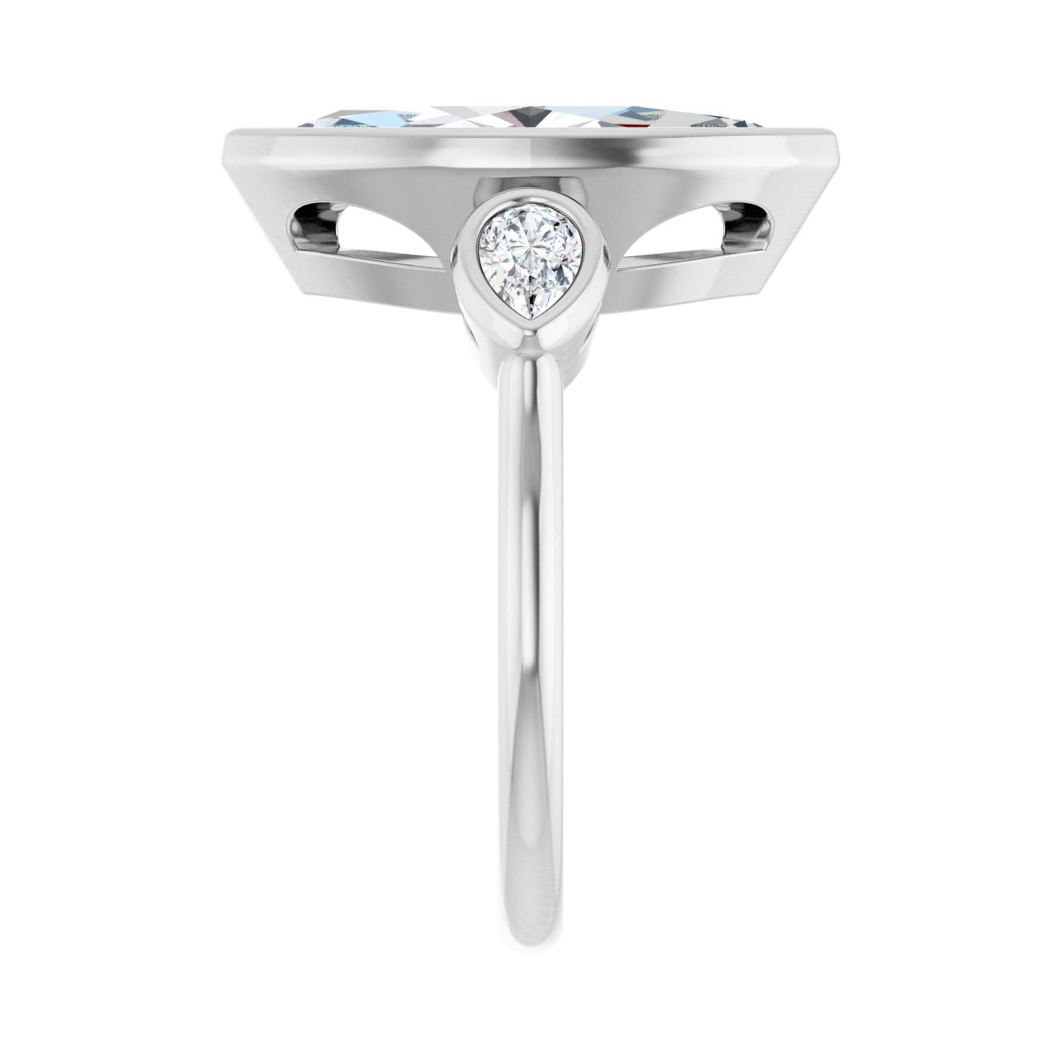 Marquise Bezel-Set Three-Stone Engagement Ring | Metal Type=14K White Gold | Center Stone Size=3 CT | Image 4
