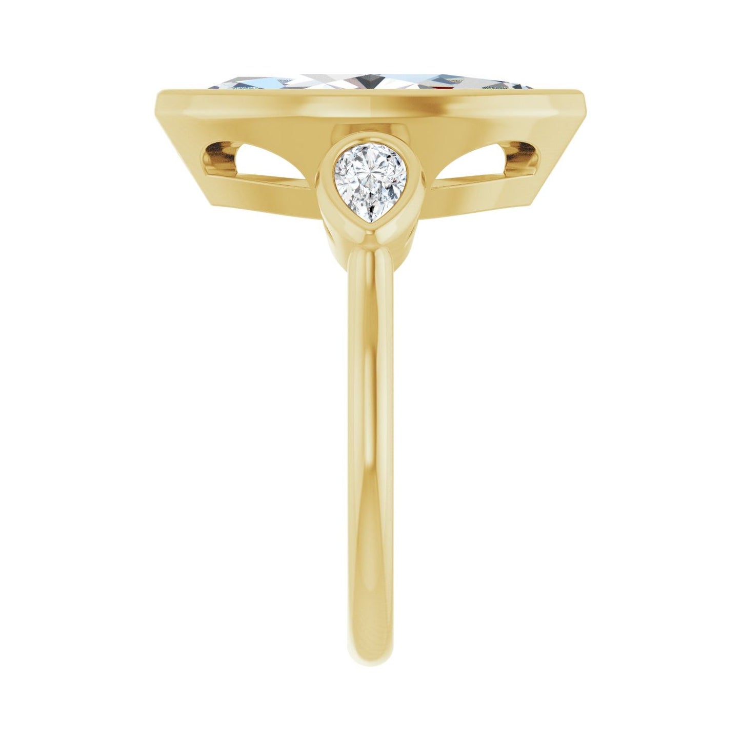 Marquise Bezel-Set Three-Stone Engagement Ring | Metal Type=14K Yellow Gold | Center Stone Size=3 CT | Image 4