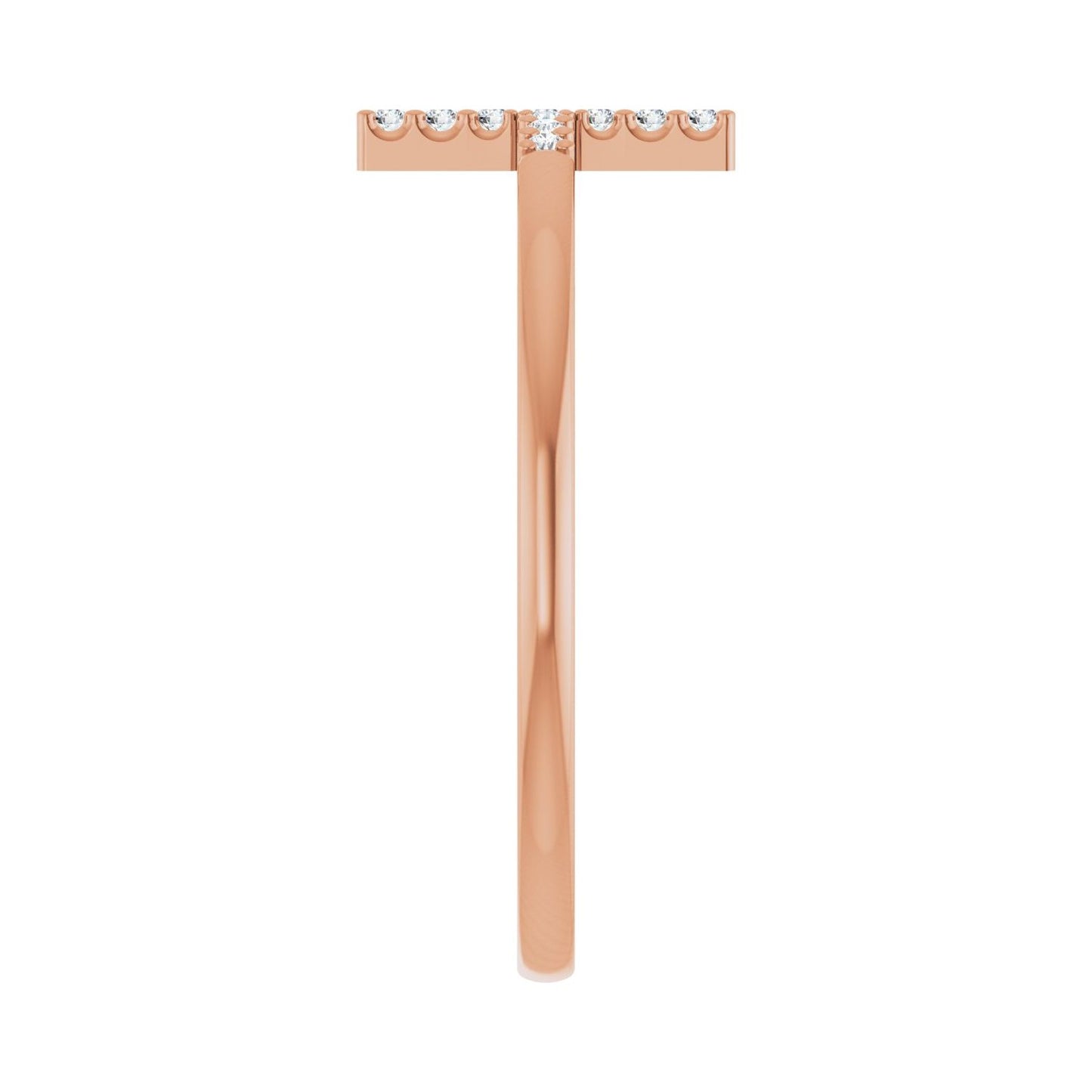 Sideways Cross Ring - Round 1MM-2.5MM | Metal Type=14K Rose Gold | Diamond Size=1MM | Image 1