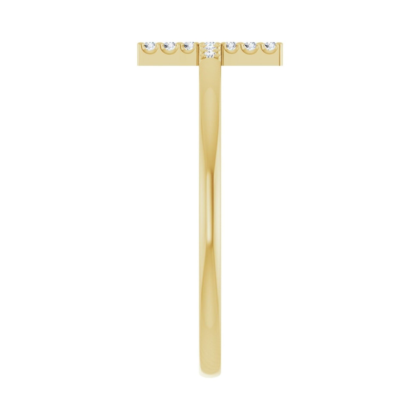 Sideways Cross Ring - Round 1MM-2.5MM | Metal Type=14K Yellow Gold | Diamond Size=1MM | Image 1
