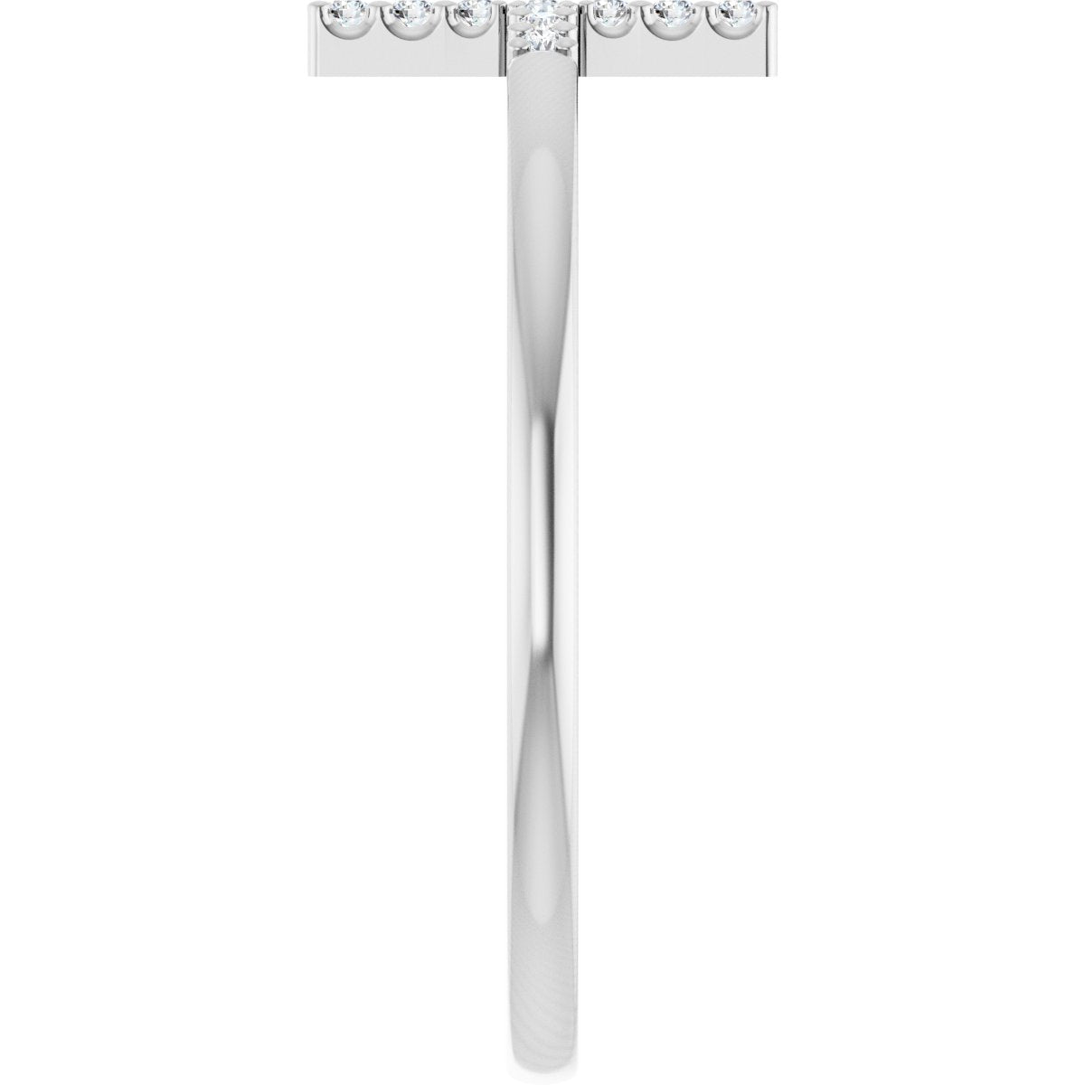 Sideways Cross Ring Band - Round | Metal Type=14K White Gold | Diamond Size=1MM | Image 5