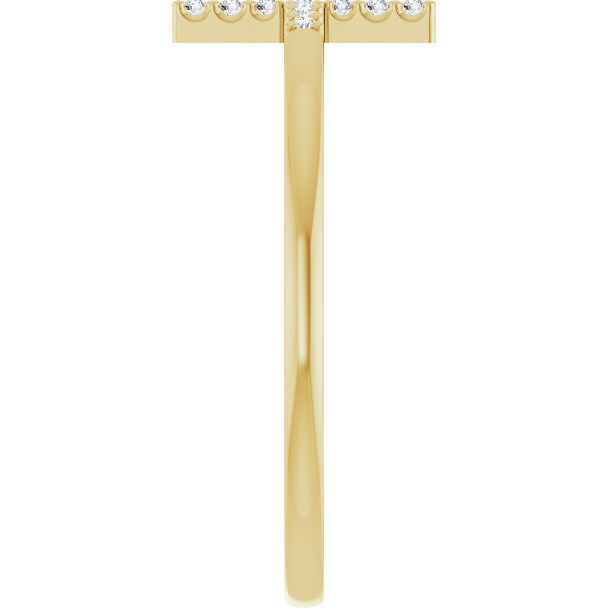 Sideways Cross Ring Band - Round | Metal Type=14K Yellow Gold | Diamond Size=1MM | Image 2