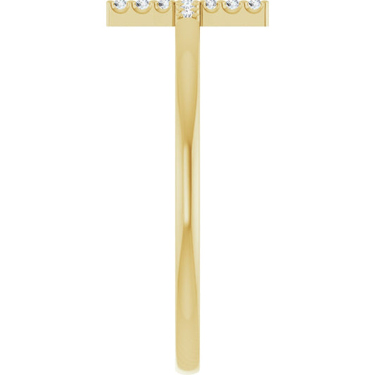 Sideways Cross Ring Band - Round | Metal Type=14K Yellow Gold | Diamond Size=1MM | Image 2