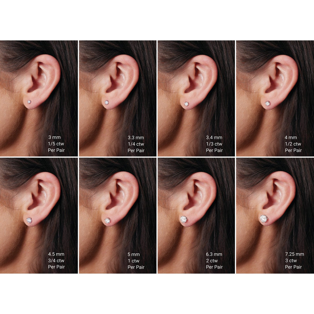Round 4-Prong Lightweight Stud Earrings | Metal Type=14K Yellow Gold | Center Stone Size=3 TCW | Image 3