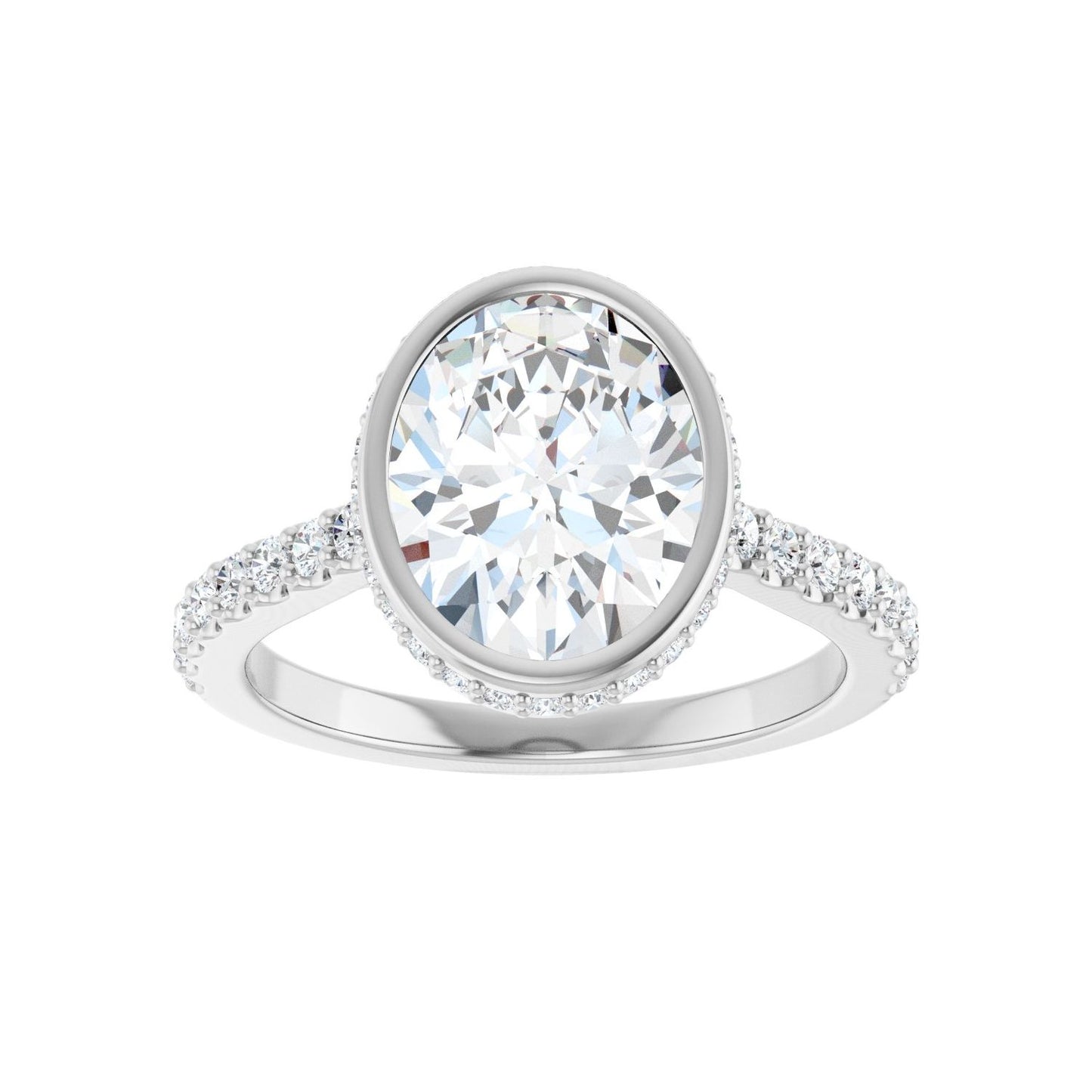 Oval Hidden Halo-Style Engagement Ring | Metal Type=14K White Gold | Center Stone Size=2.5 CT | Image 3