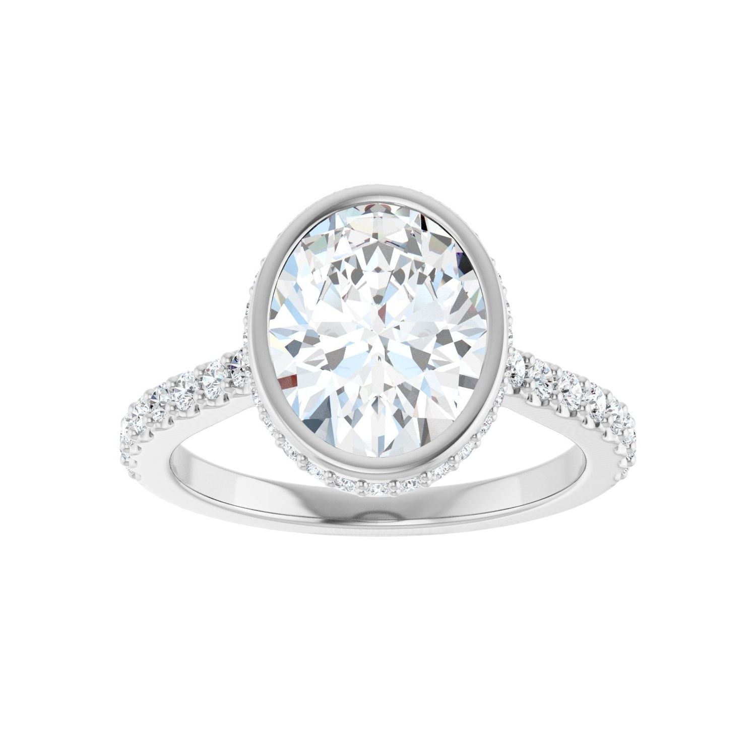 Oval Hidden Halo-Style Engagement Ring | Metal Type=14K White Gold | Center Stone Size=2.5 CT | Image 3