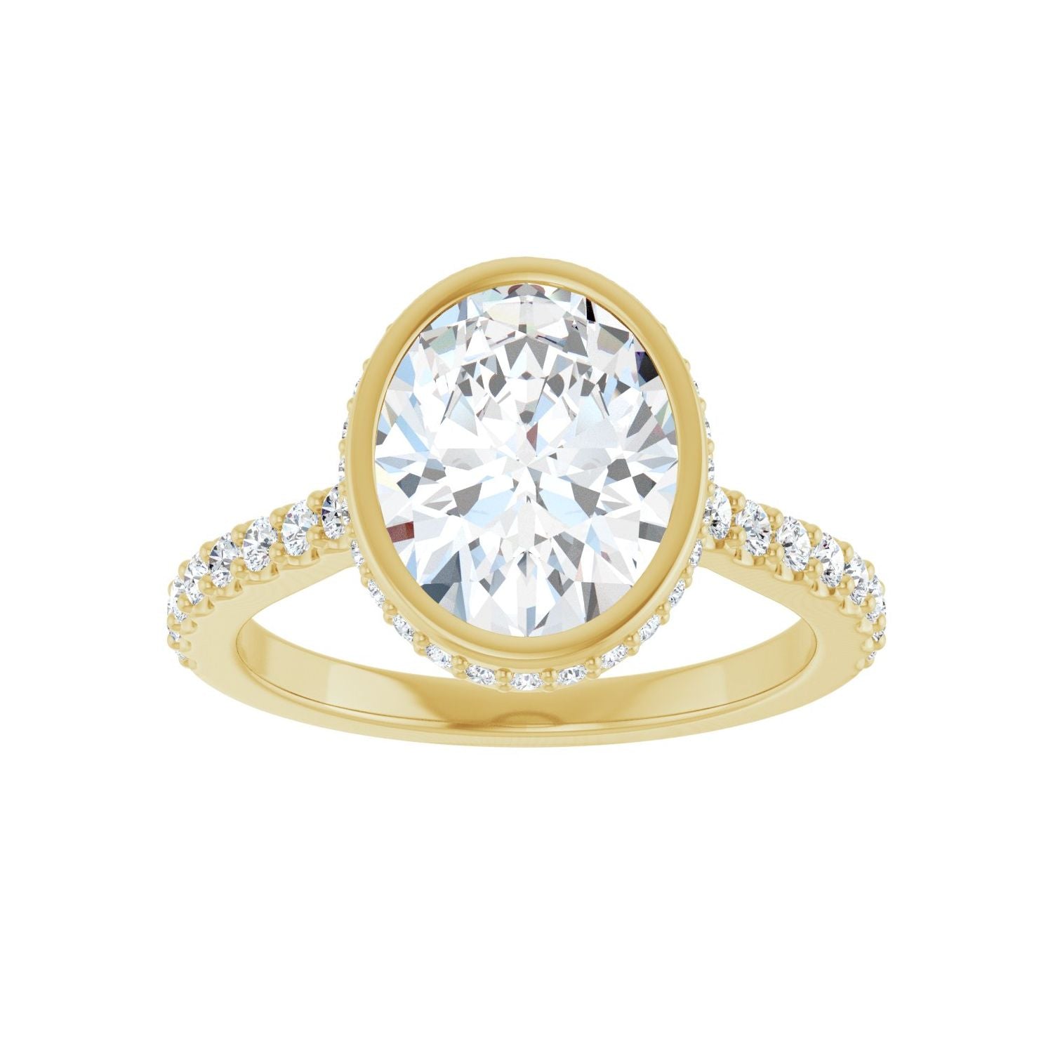 Oval Hidden Halo-Style Engagement Ring | Metal Type=14K Yellow Gold | Center Stone Size=2.5 CT | Image 3