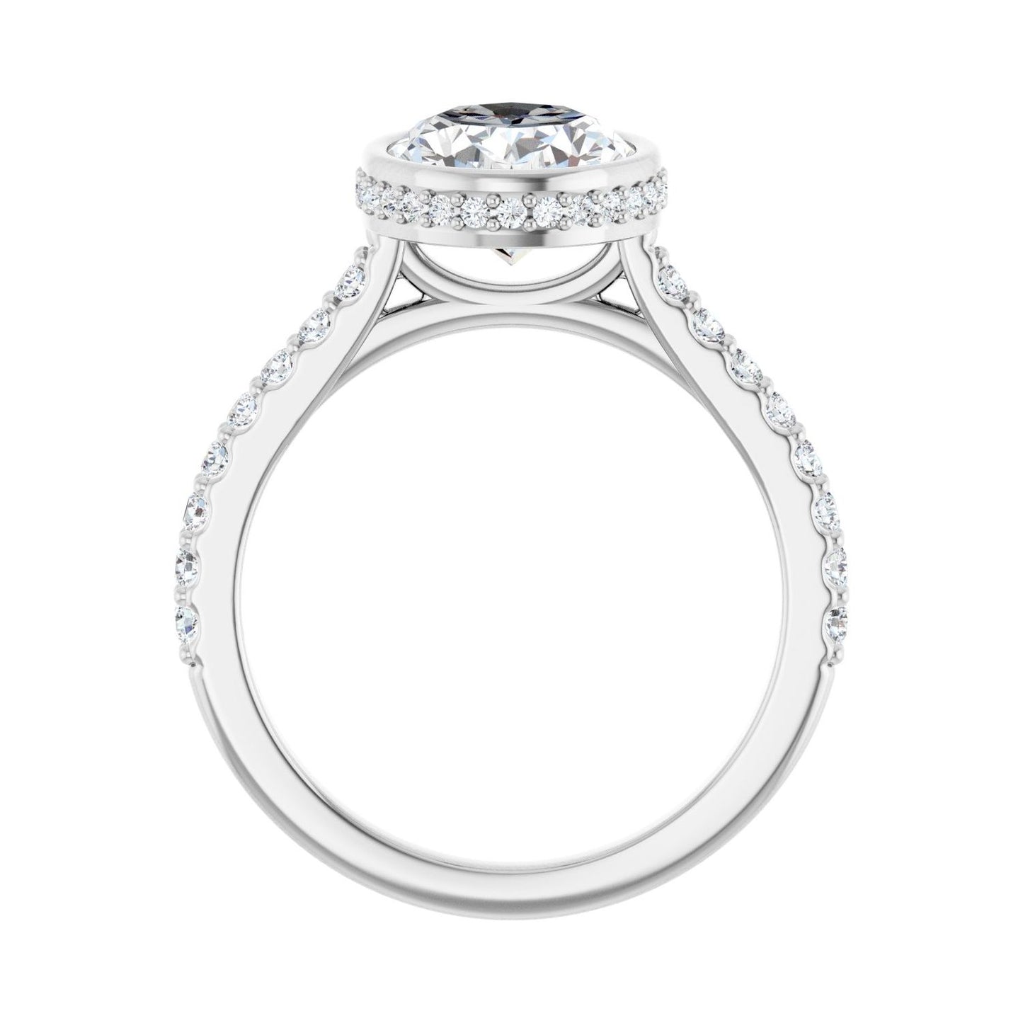Oval Hidden Halo-Style Engagement Ring | Metal Type=14K White Gold | Center Stone Size=2.5 CT | Image 2