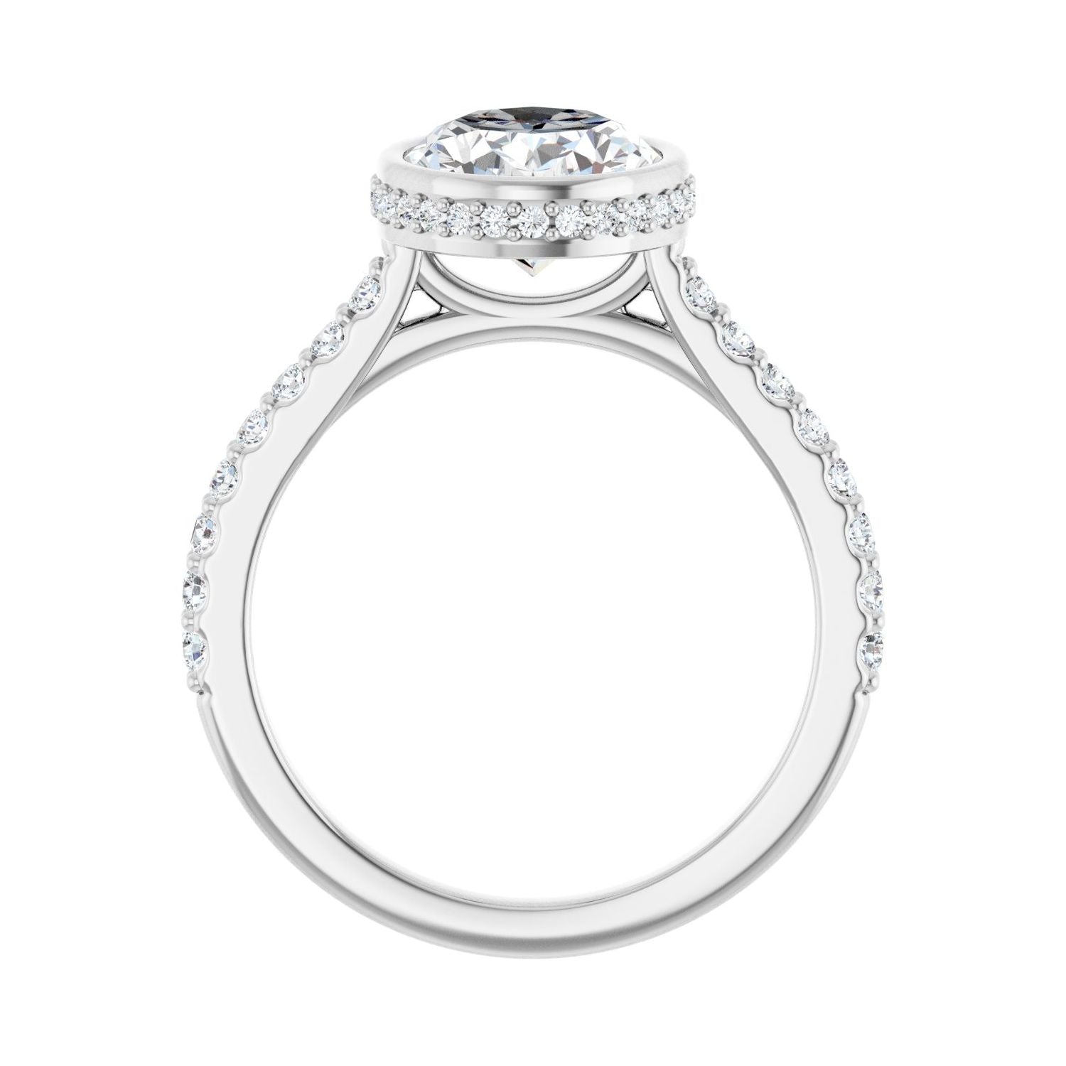 Oval Hidden Halo-Style Engagement Ring | Metal Type=14K White Gold | Center Stone Size=2.5 CT | Image 2