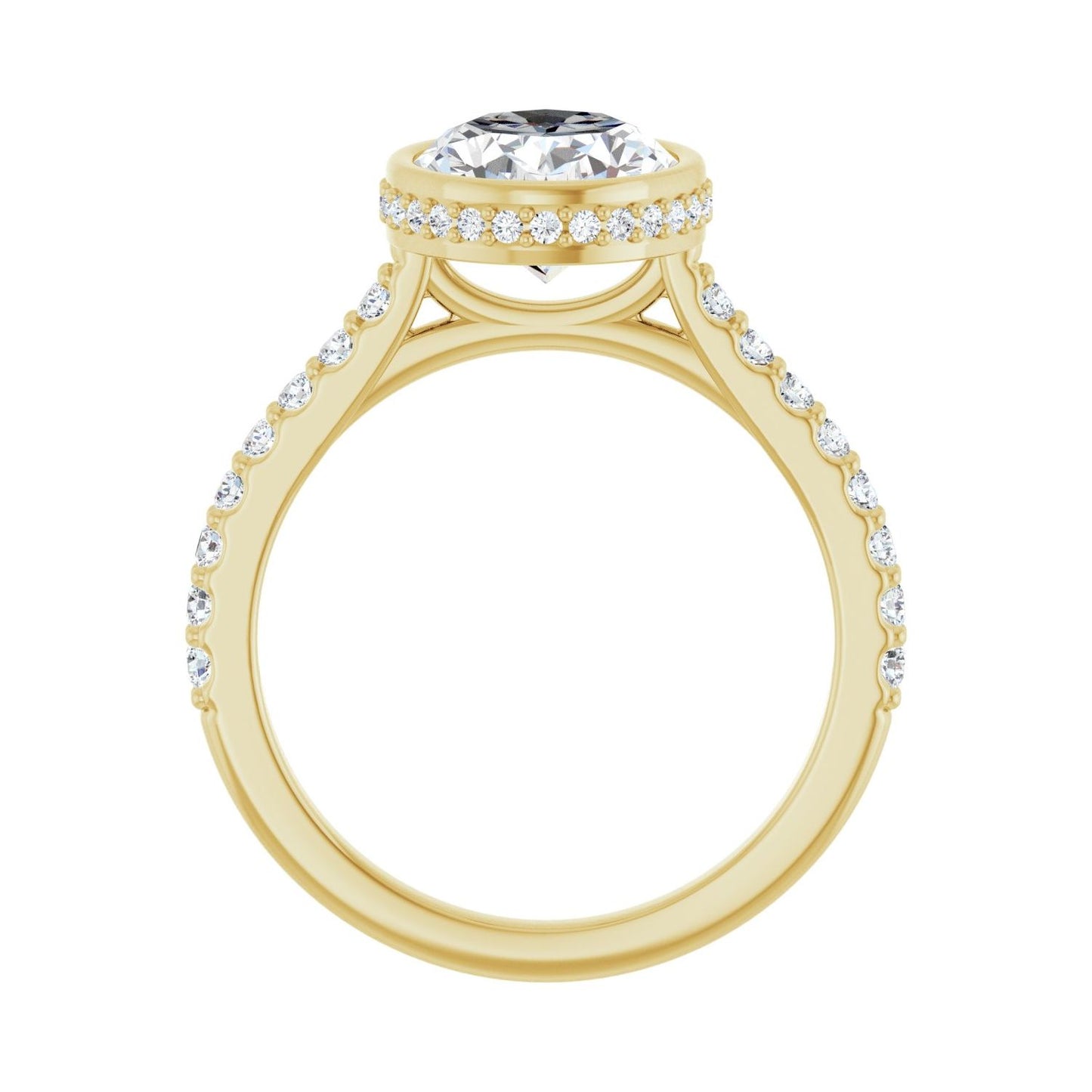 Oval Hidden Halo-Style Engagement Ring | Metal Type=14K Yellow Gold | Center Stone Size=2.5 CT | Image 2