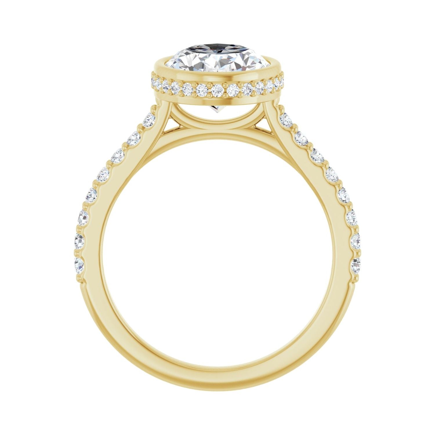 Oval Hidden Halo-Style Engagement Ring | Metal Type=14K Yellow Gold | Center Stone Size=2.5 CT | Image 2