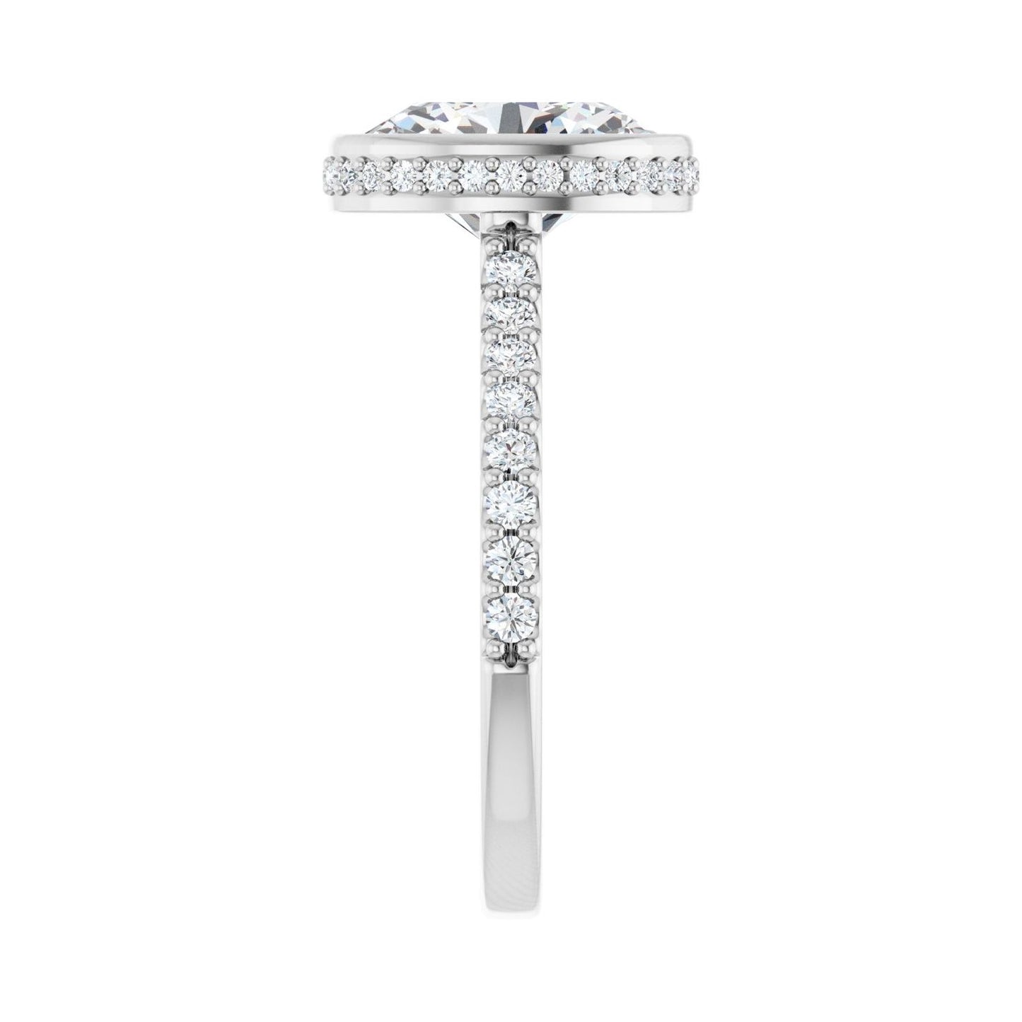 Oval Hidden Halo-Style Engagement Ring | Metal Type=14K White Gold | Center Stone Size=2.5 CT | Image 4