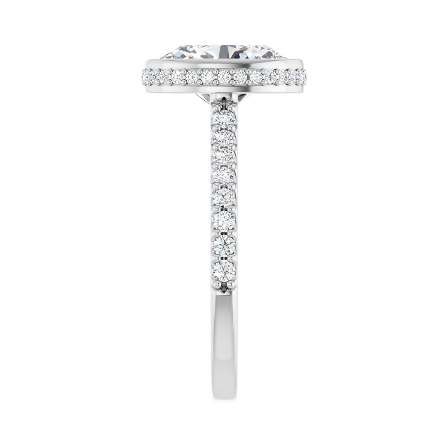 Oval Hidden Halo-Style Engagement Ring | Metal Type=14K White Gold | Center Stone Size=2.5 CT | Image 4