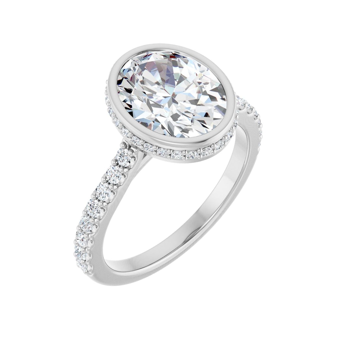 Oval Hidden Halo-Style Engagement Ring | Metal Type=14K White Gold | Center Stone Size=2.5 CT | Image 1