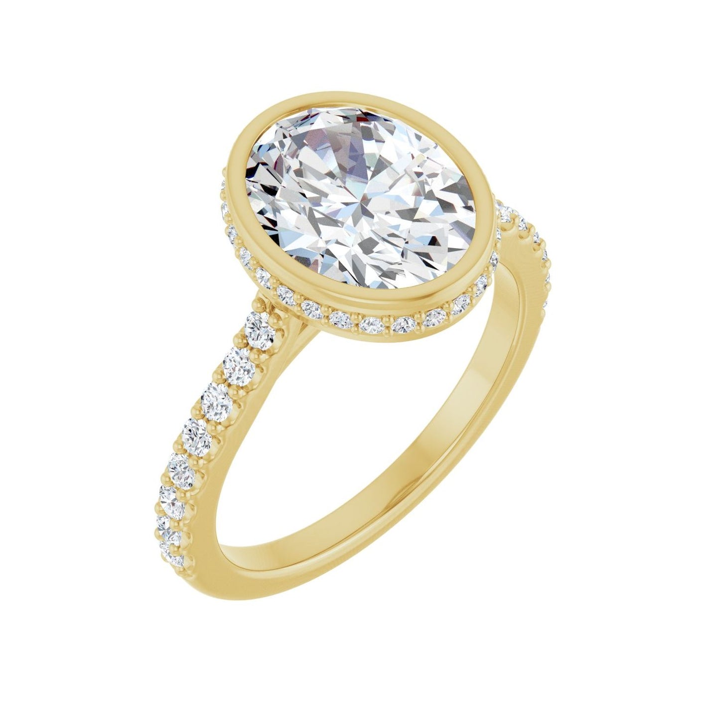Oval Hidden Halo-Style Engagement Ring | Metal Type=14K Yellow Gold | Center Stone Size=2.5 CT | Image 1