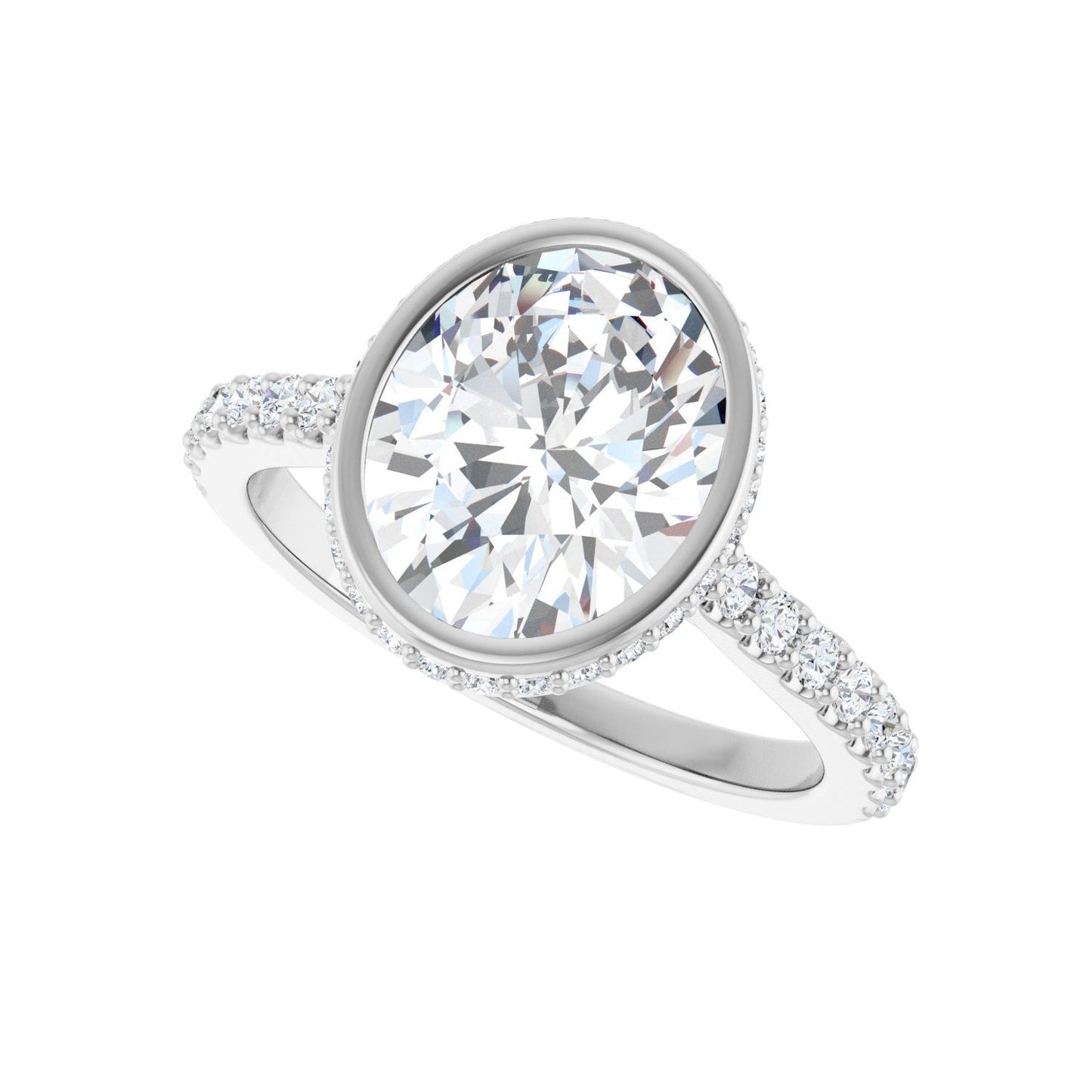 Oval Hidden Halo-Style Engagement Ring | Metal Type=14K White Gold | Center Stone Size=2.5 CT | Image 5