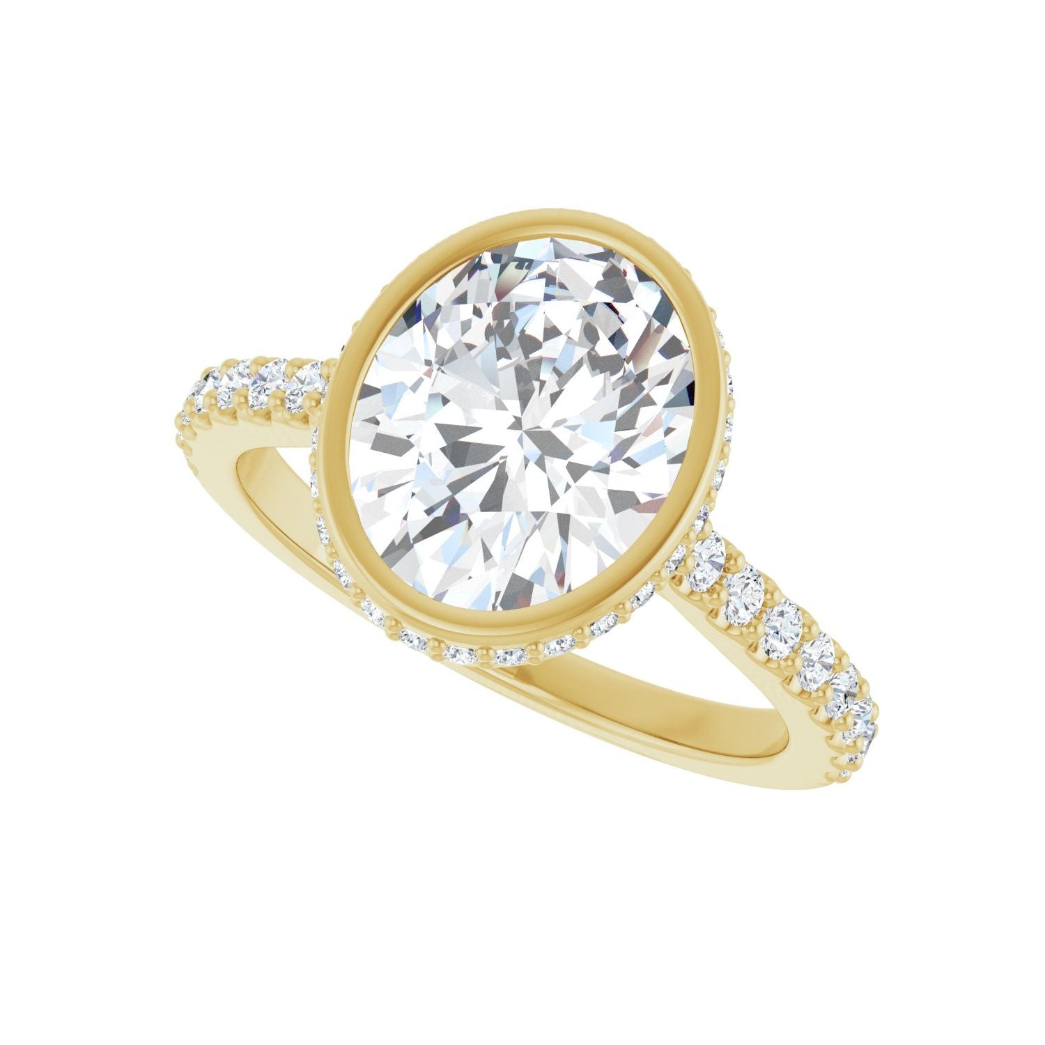 Oval Hidden Halo-Style Engagement Ring | Metal Type=14K Yellow Gold | Center Stone Size=2.5 CT | Image 5
