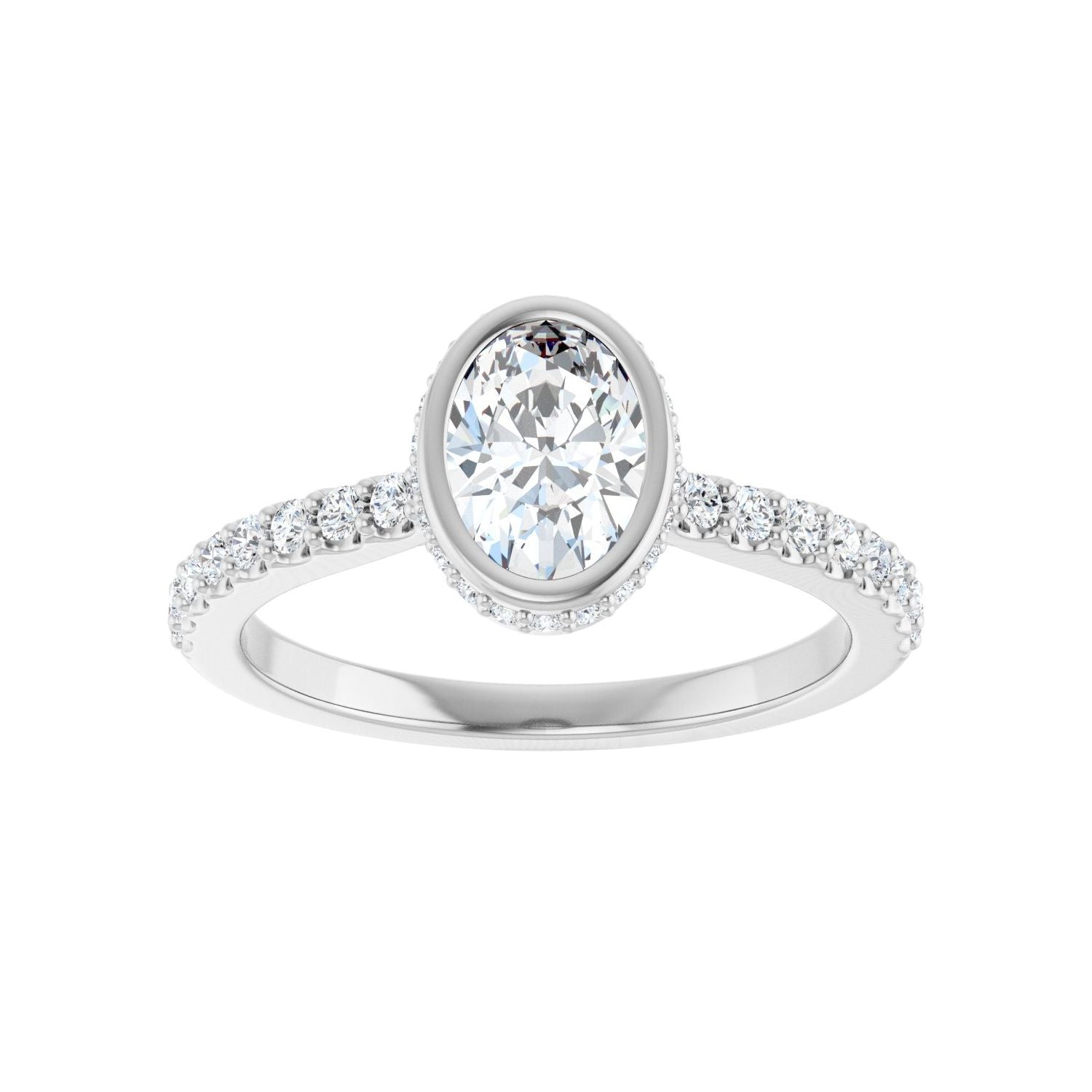Oval Hidden Halo-Style Engagement Ring | Metal Type=14K White Gold | Center Stone Size=1 CT | Image 3