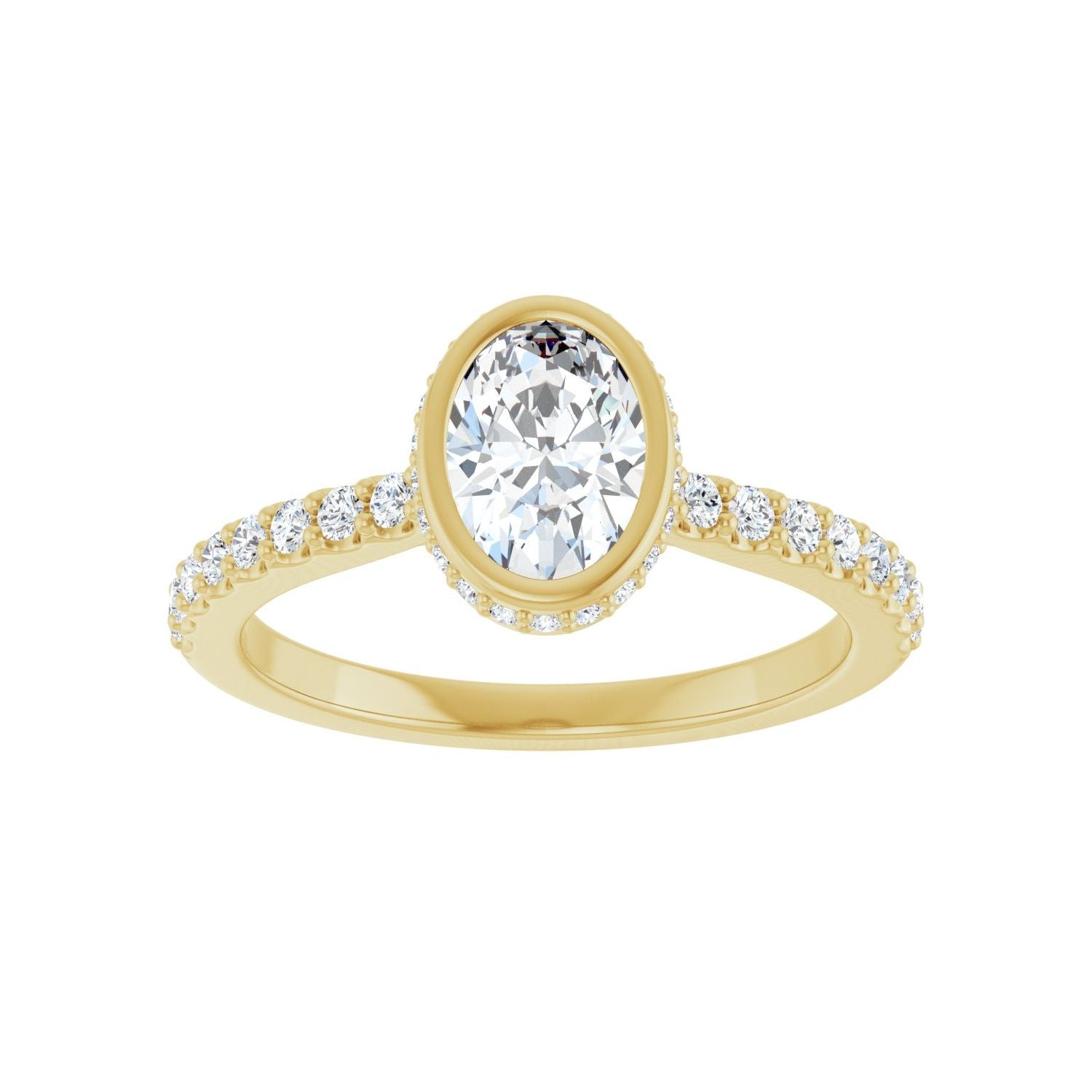 Oval Hidden Halo-Style Engagement Ring | Metal Type=14K Yellow Gold | Center Stone Size=1 CT | Image 3