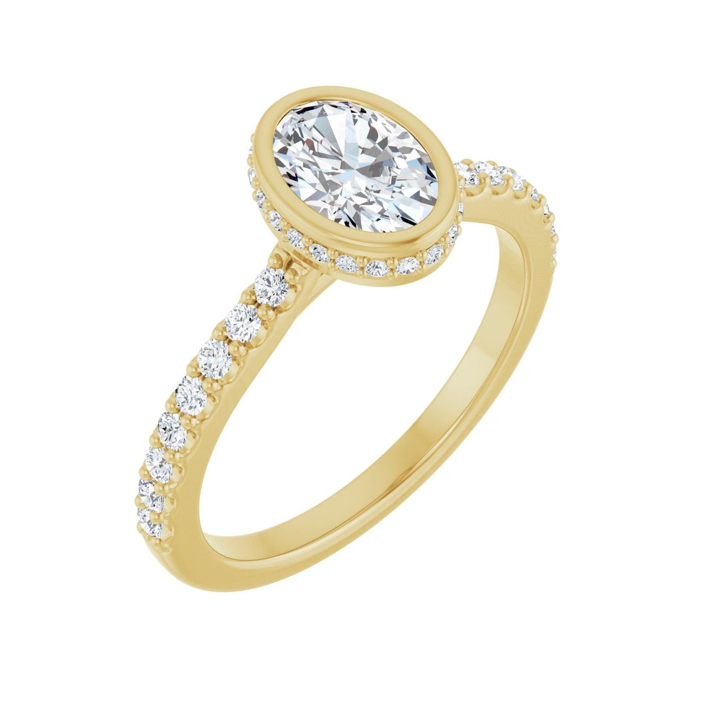 Oval Hidden Halo-Style Engagement Ring | Metal Type=14K Yellow Gold | Center Stone Size=1 CT | Image 1