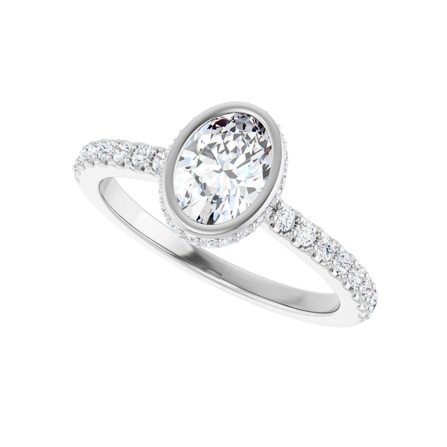 Oval Hidden Halo-Style Engagement Ring | Metal Type=14K White Gold | Center Stone Size=1 CT | Image 5