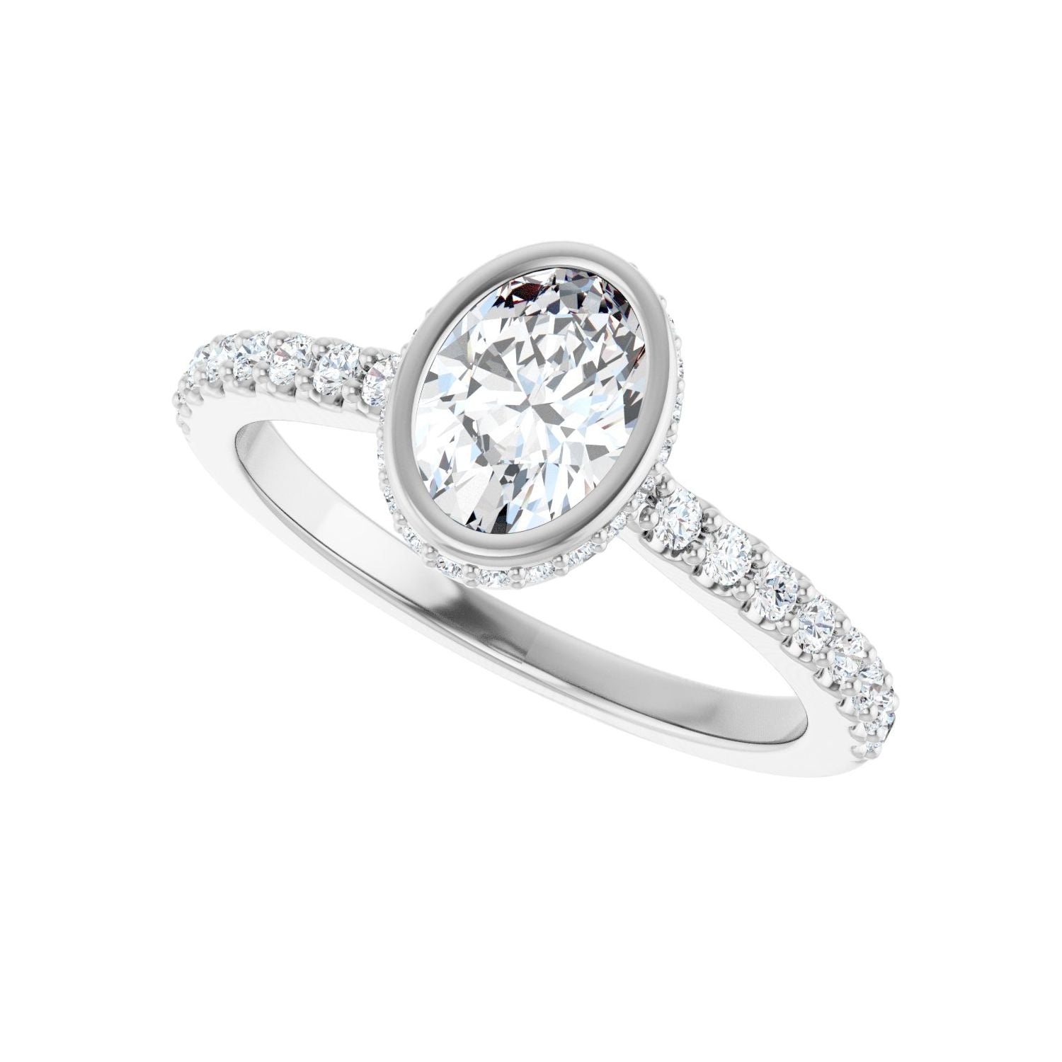 Oval Hidden Halo-Style Engagement Ring | Metal Type=14K White Gold | Center Stone Size=1 CT | Image 5