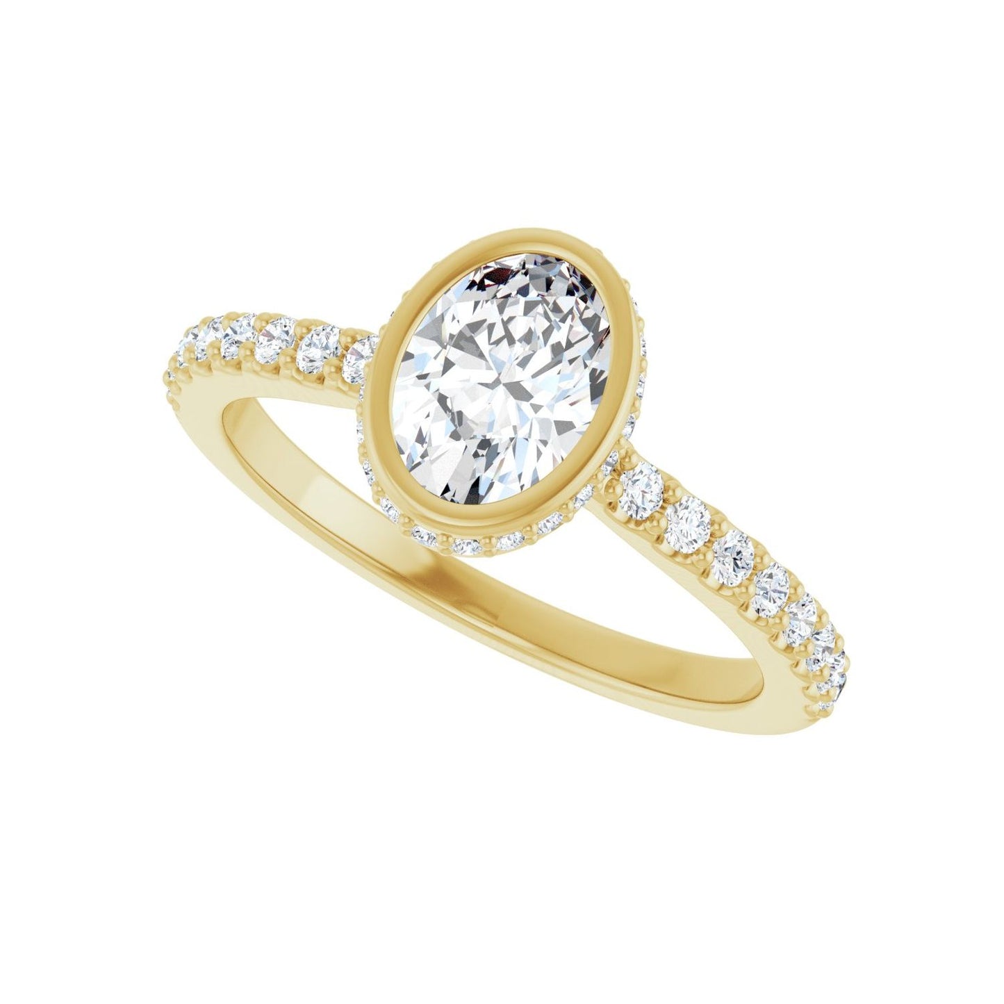 Oval Hidden Halo-Style Engagement Ring | Metal Type=14K Yellow Gold | Center Stone Size=1 CT | Image 5